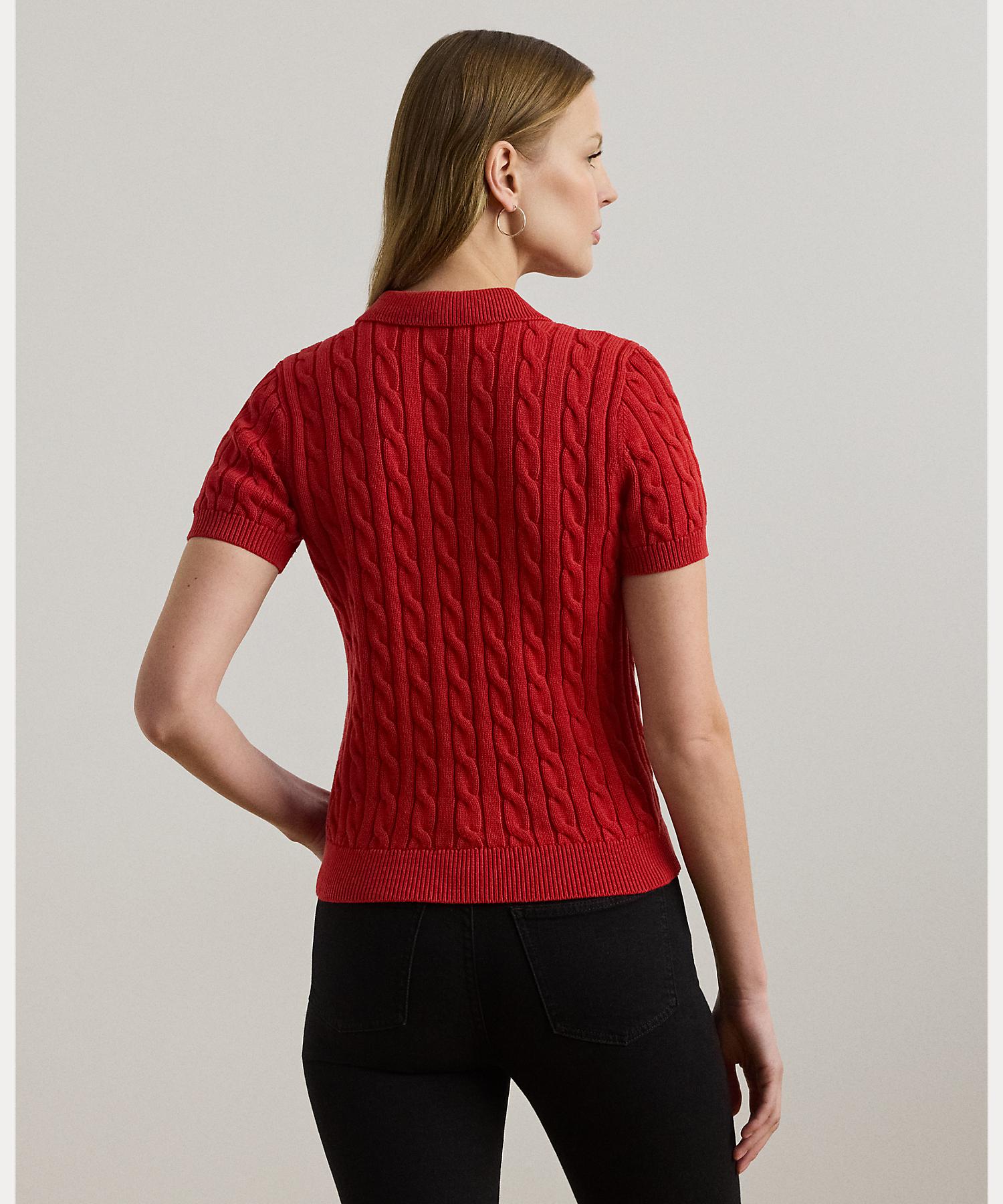 ローレン ラルフ ローレン LAUREN RALPH LAUREN ケーブルニット コットン ポロ セーター （600レッド） 600レッド