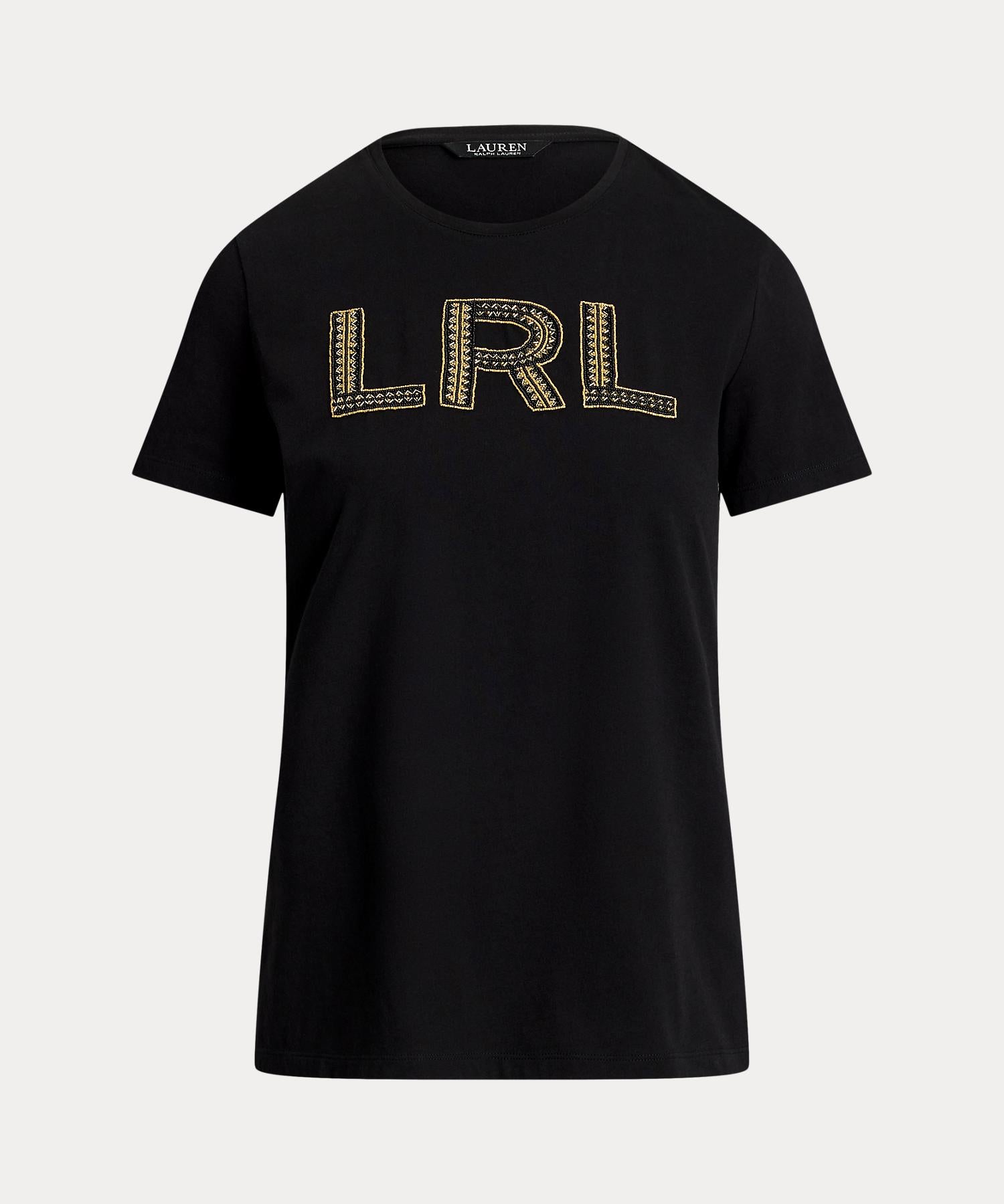 ローレン ラルフ ローレン LAUREN RALPH LAUREN ビーデッドロゴ コットン ジャージー Tシャツ （001ブラック） 001ブラック
