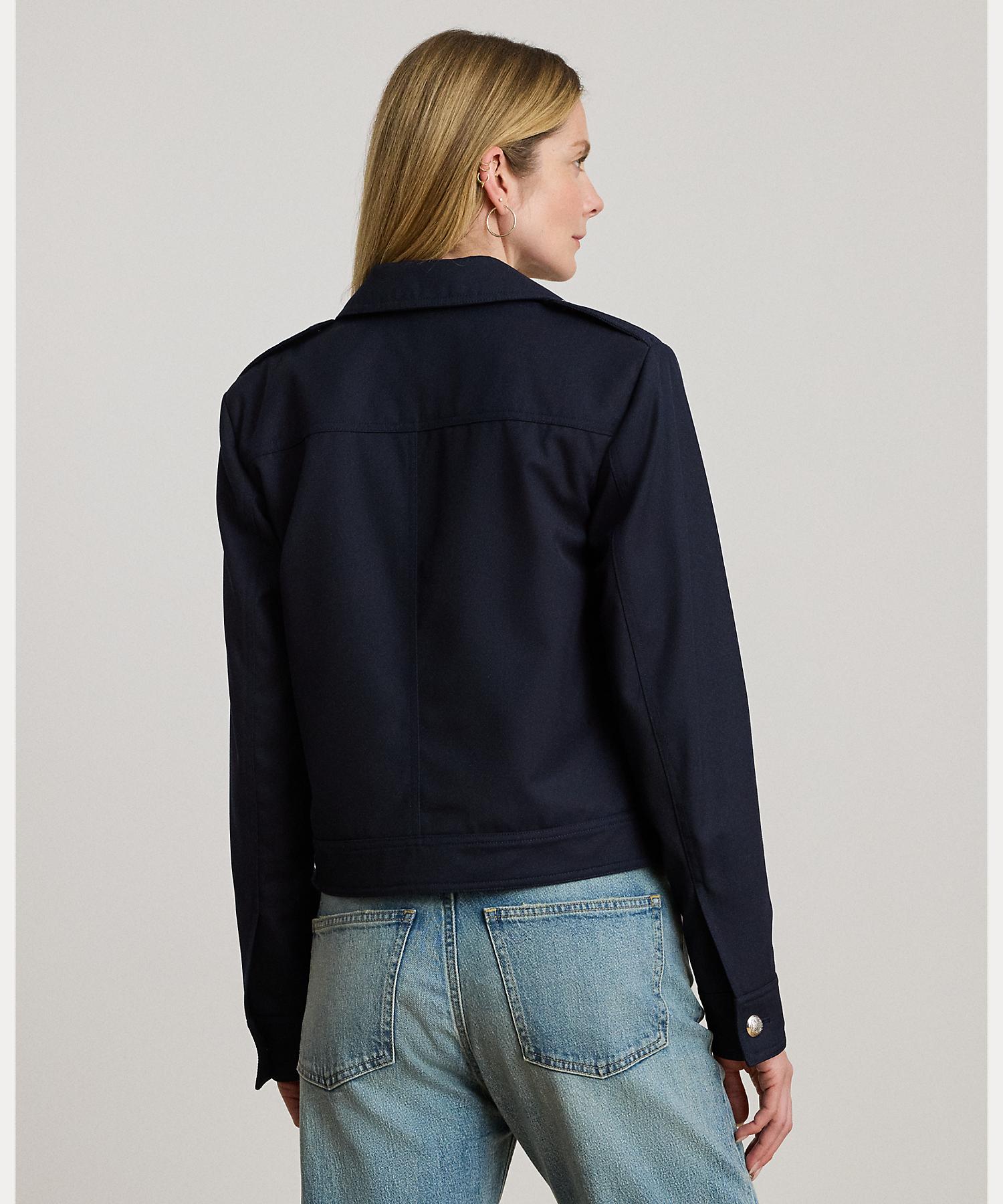 ローレン ラルフ ローレン LAUREN RALPH LAUREN クロップド ウールブレンド ツイル ジャケット （410ネイビー） 410ネイビー