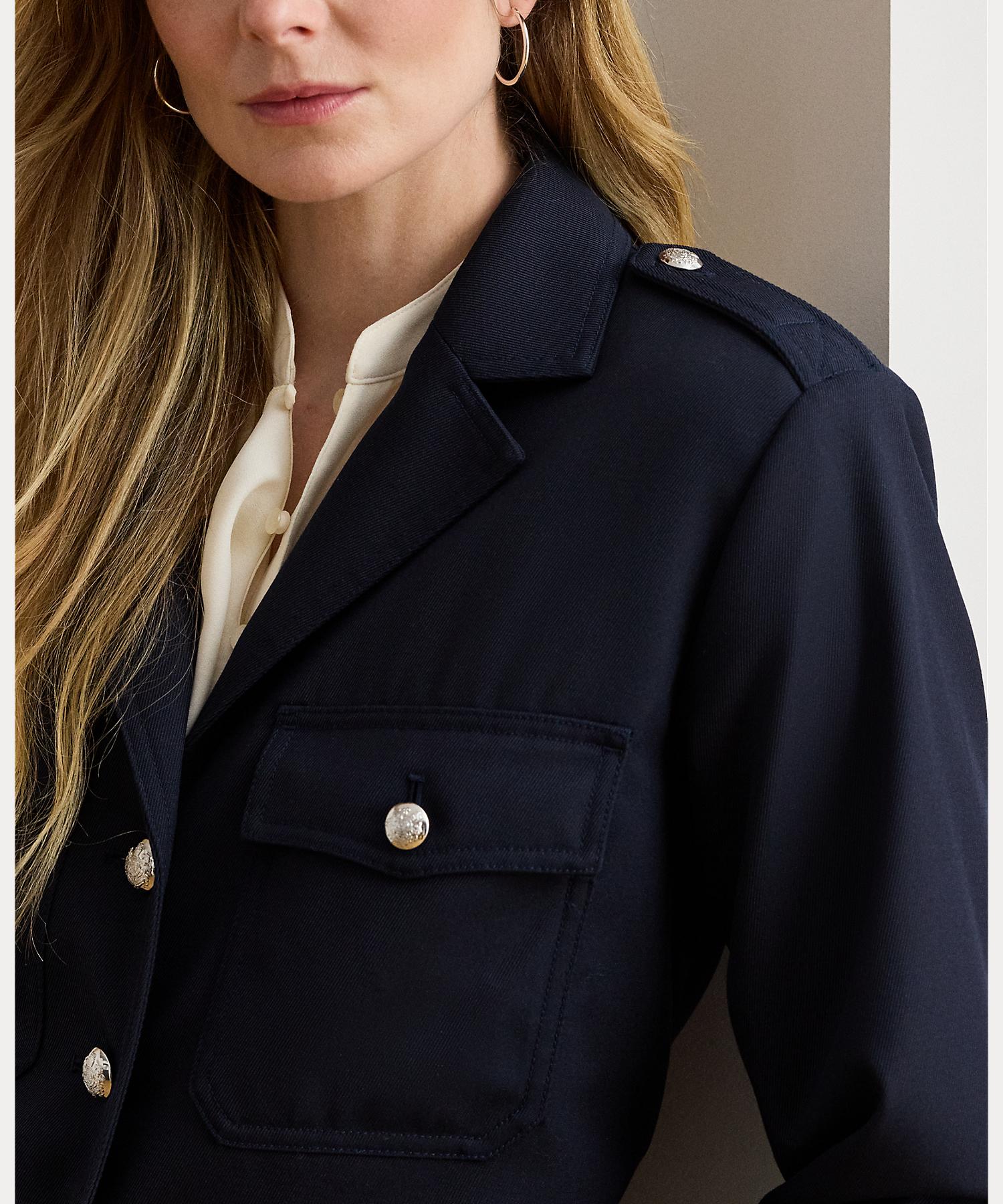 ローレン ラルフ ローレン LAUREN RALPH LAUREN クロップド ウールブレンド ツイル ジャケット （410ネイビー） 410ネイビー
