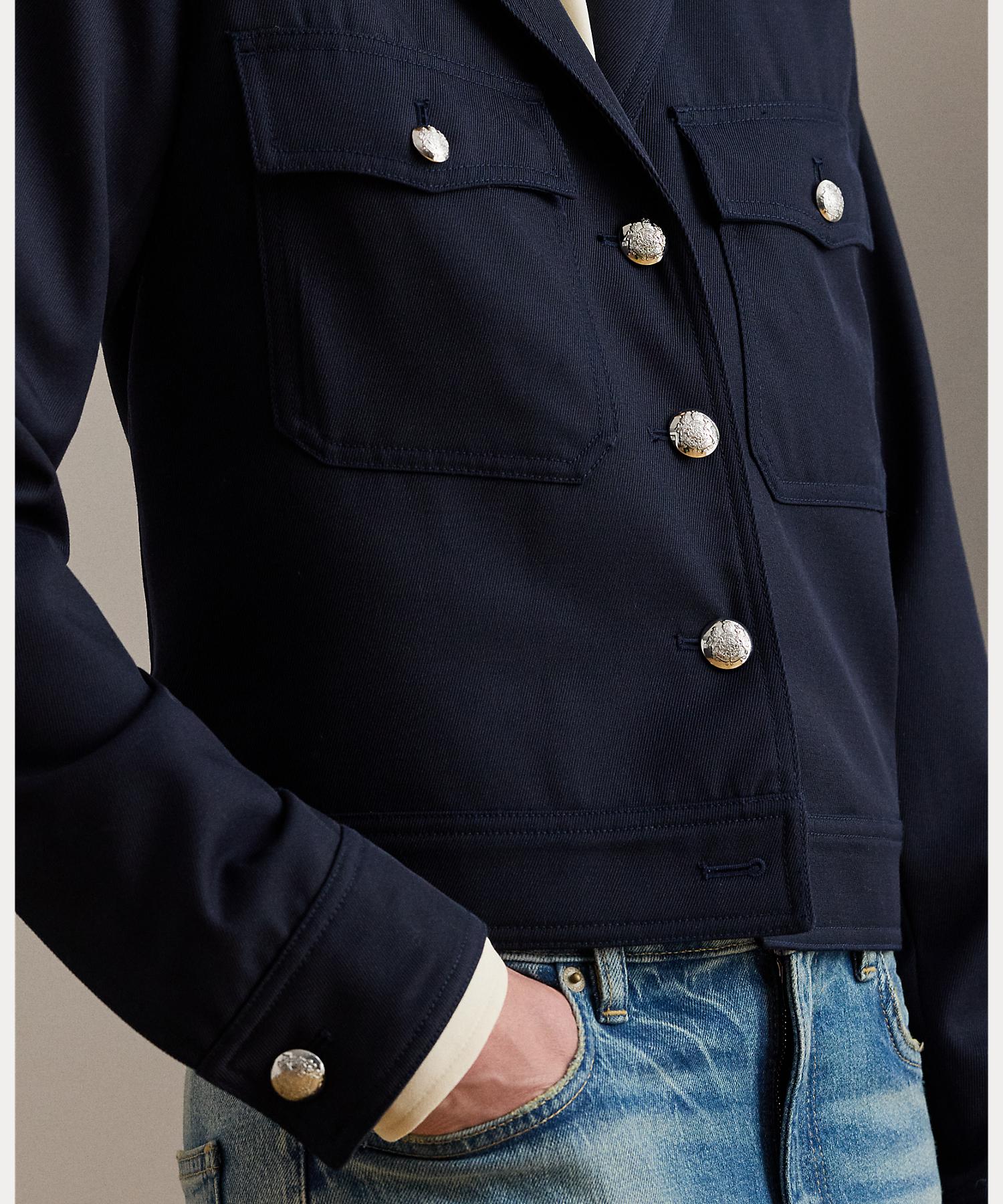 ローレン ラルフ ローレン LAUREN RALPH LAUREN クロップド ウールブレンド ツイル ジャケット （410ネイビー） 410ネイビー