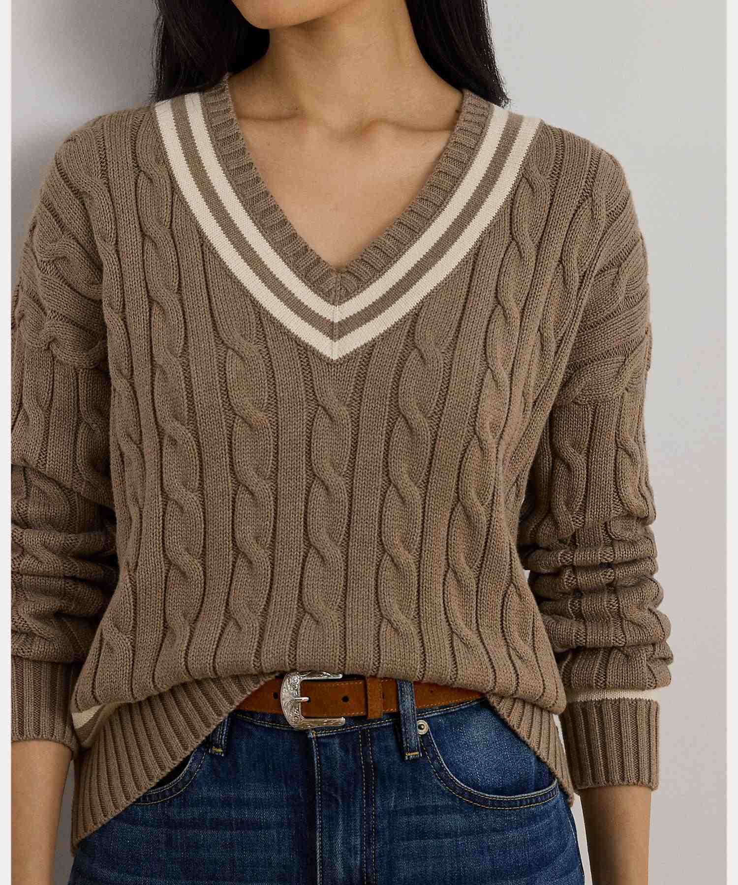 ローレン ラルフ ローレン LAUREN RALPH LAUREN ケーブルニット コットン クリケット セーター （250ブラウン） 250ブラウン