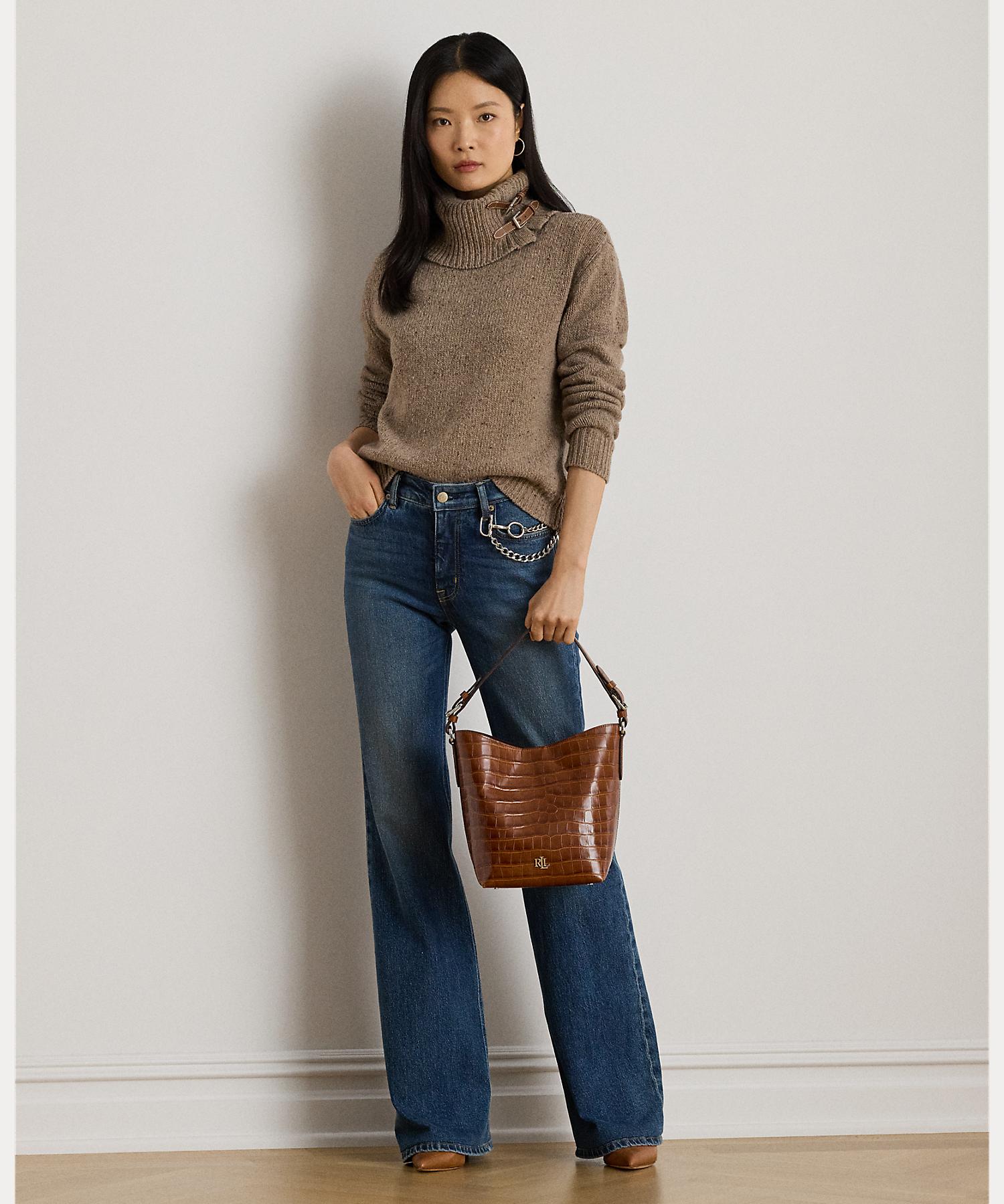 ローレン ラルフ ローレン LAUREN RALPH LAUREN バックルトリム メランジ タートルネック セーター （200ブラウン） 200ブラウン