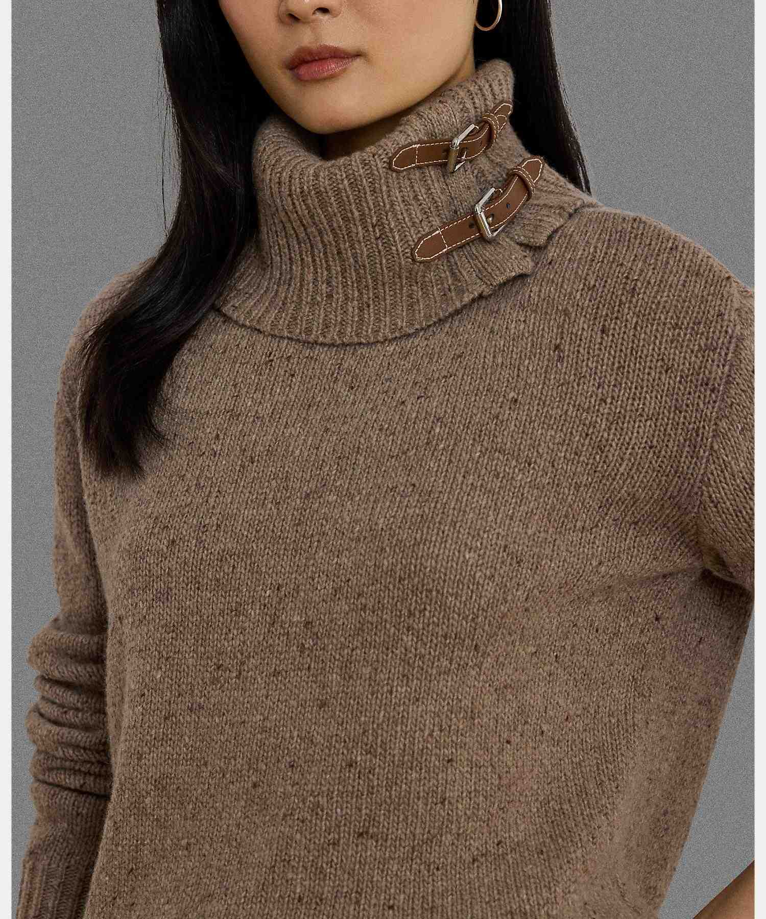 ローレン ラルフ ローレン LAUREN RALPH LAUREN バックルトリム メランジ タートルネック セーター （200ブラウン） 200ブラウン