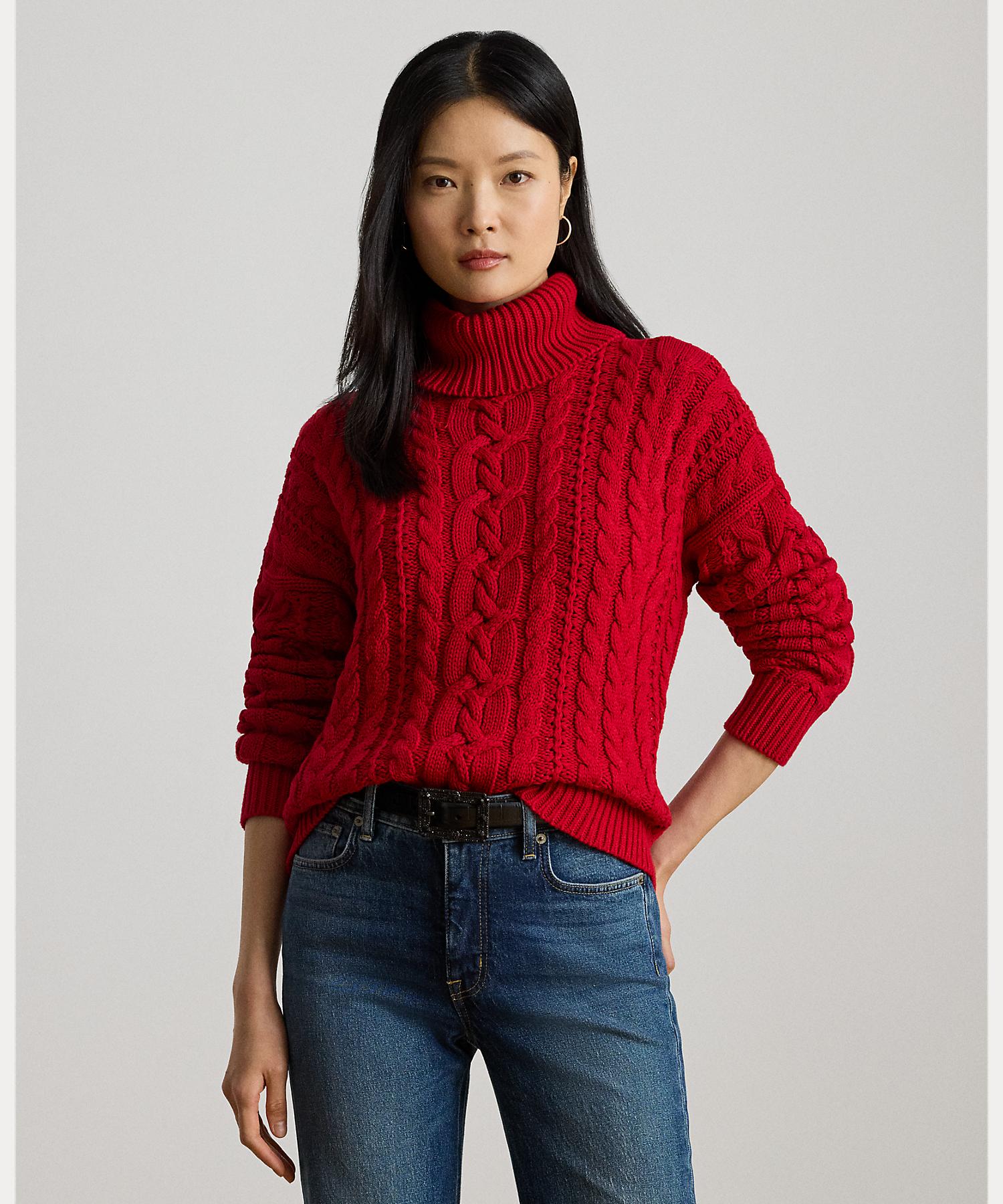 ローレン ラルフ ローレン LAUREN RALPH LAUREN ケーブルニット タートルネック セーター （620レッド） 620レッド
