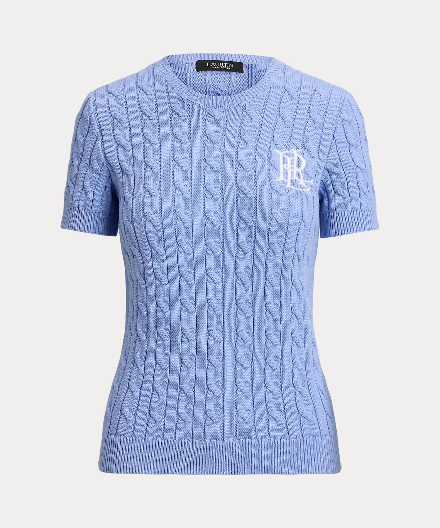ローレン ラルフ ローレン LAUREN RALPH LAUREN ケーブルニット コットン ショートスリーブ セーター （400ブルー） 400ブルー