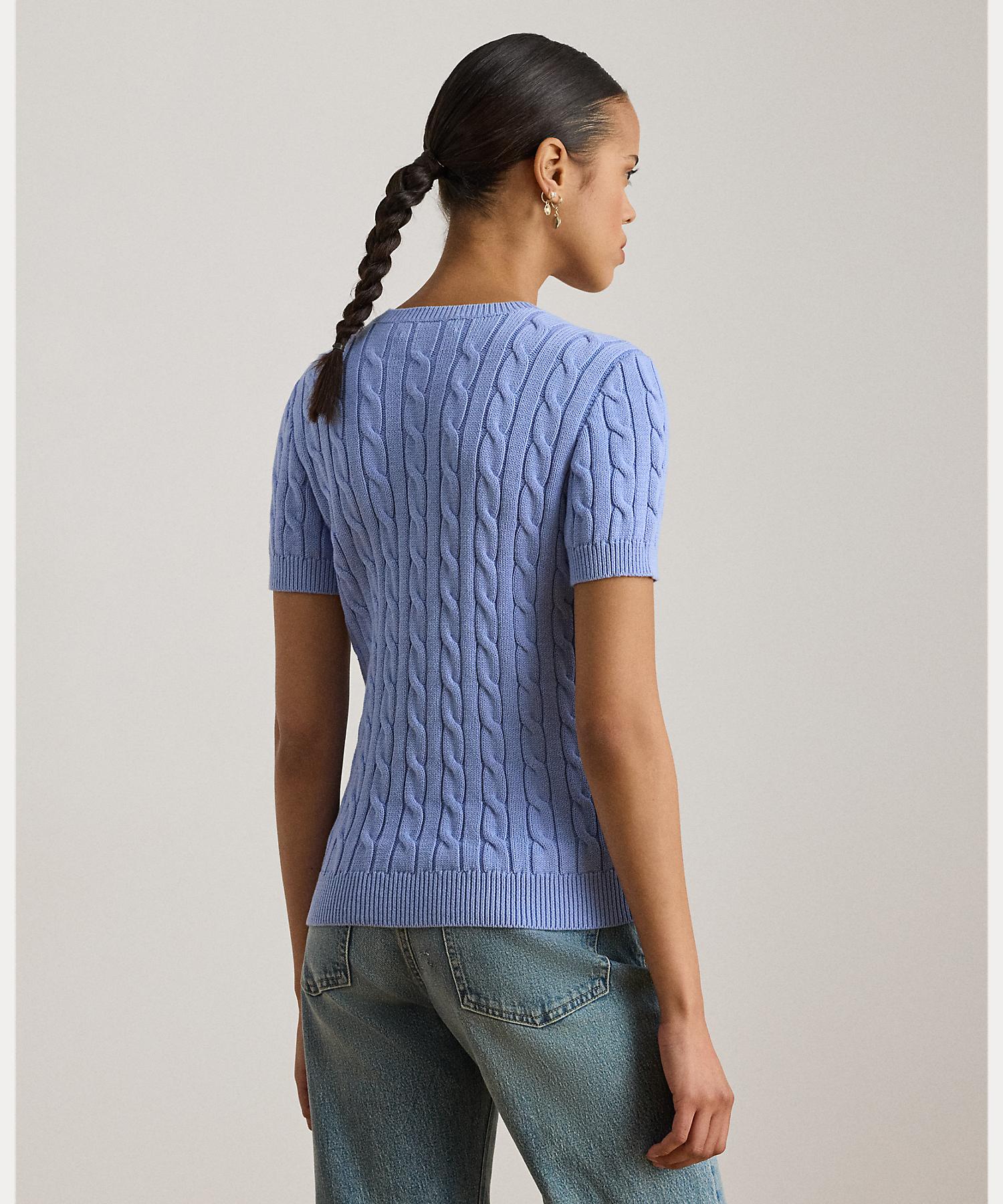 ローレン ラルフ ローレン LAUREN RALPH LAUREN ケーブルニット コットン ショートスリーブ セーター （400ブルー） 400ブルー