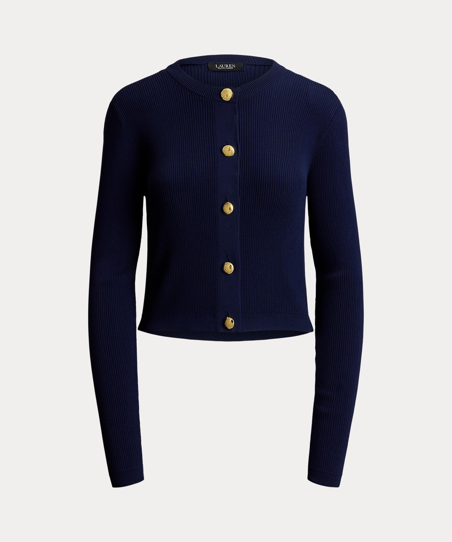 ローレン ラルフ ローレン LAUREN RALPH LAUREN リブニット クルーネック カーディガン （410ネイビー） 410ネイビー
