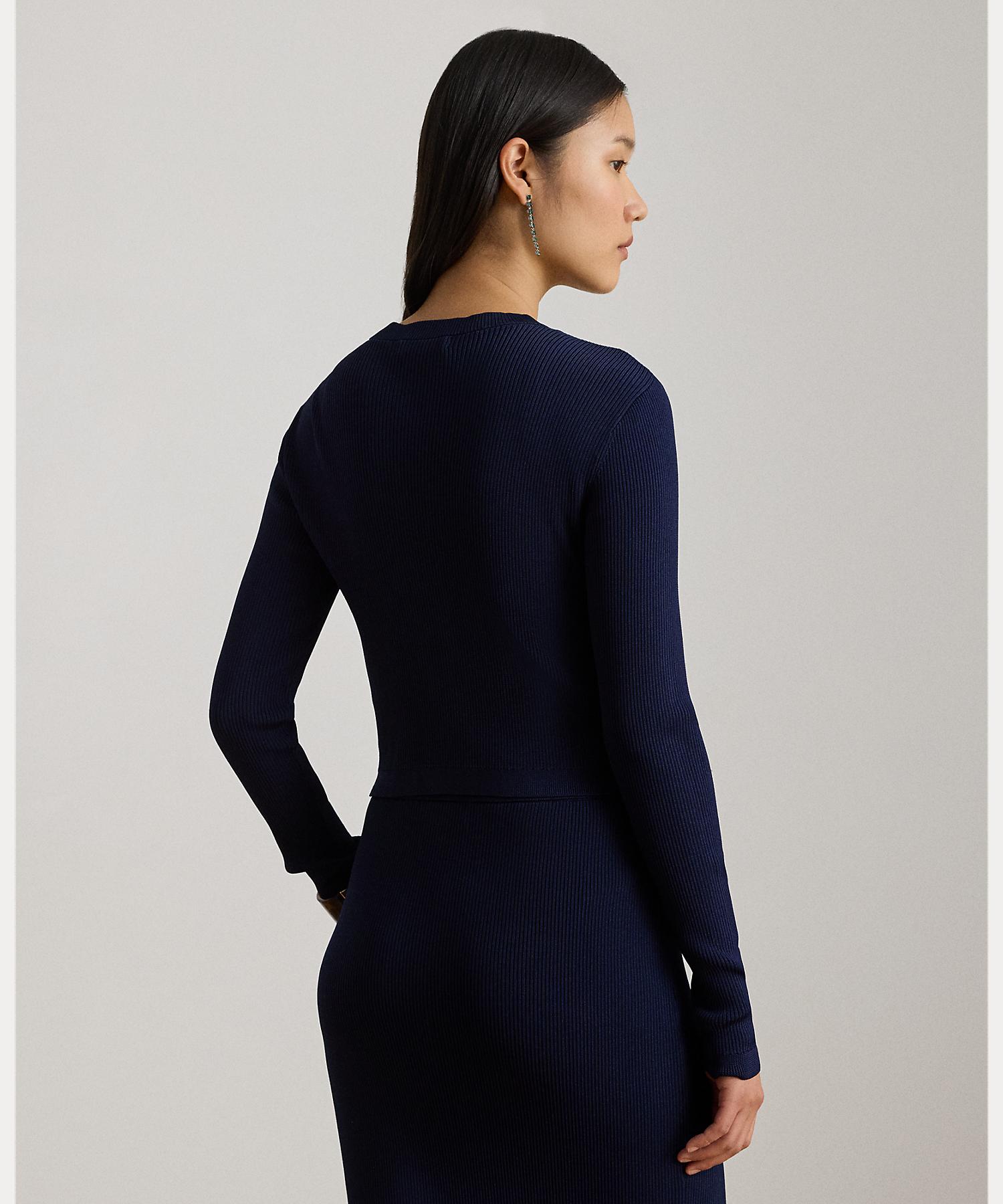 ローレン ラルフ ローレン LAUREN RALPH LAUREN リブニット クルーネック カーディガン （410ネイビー） 410ネイビー