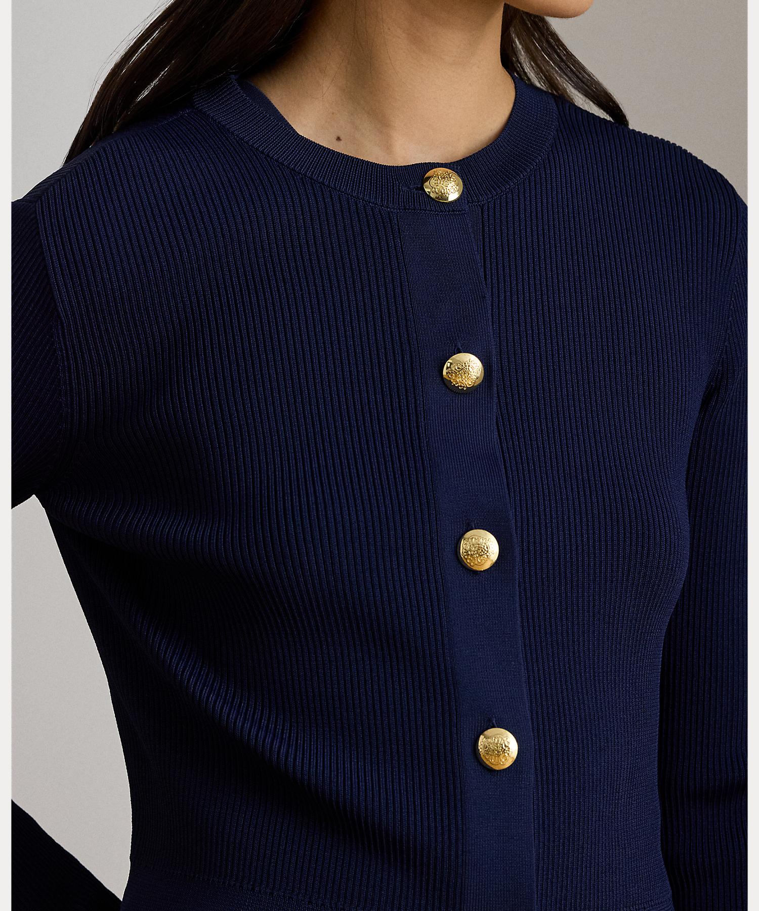 ローレン ラルフ ローレン LAUREN RALPH LAUREN リブニット クルーネック カーディガン （410ネイビー） 410ネイビー