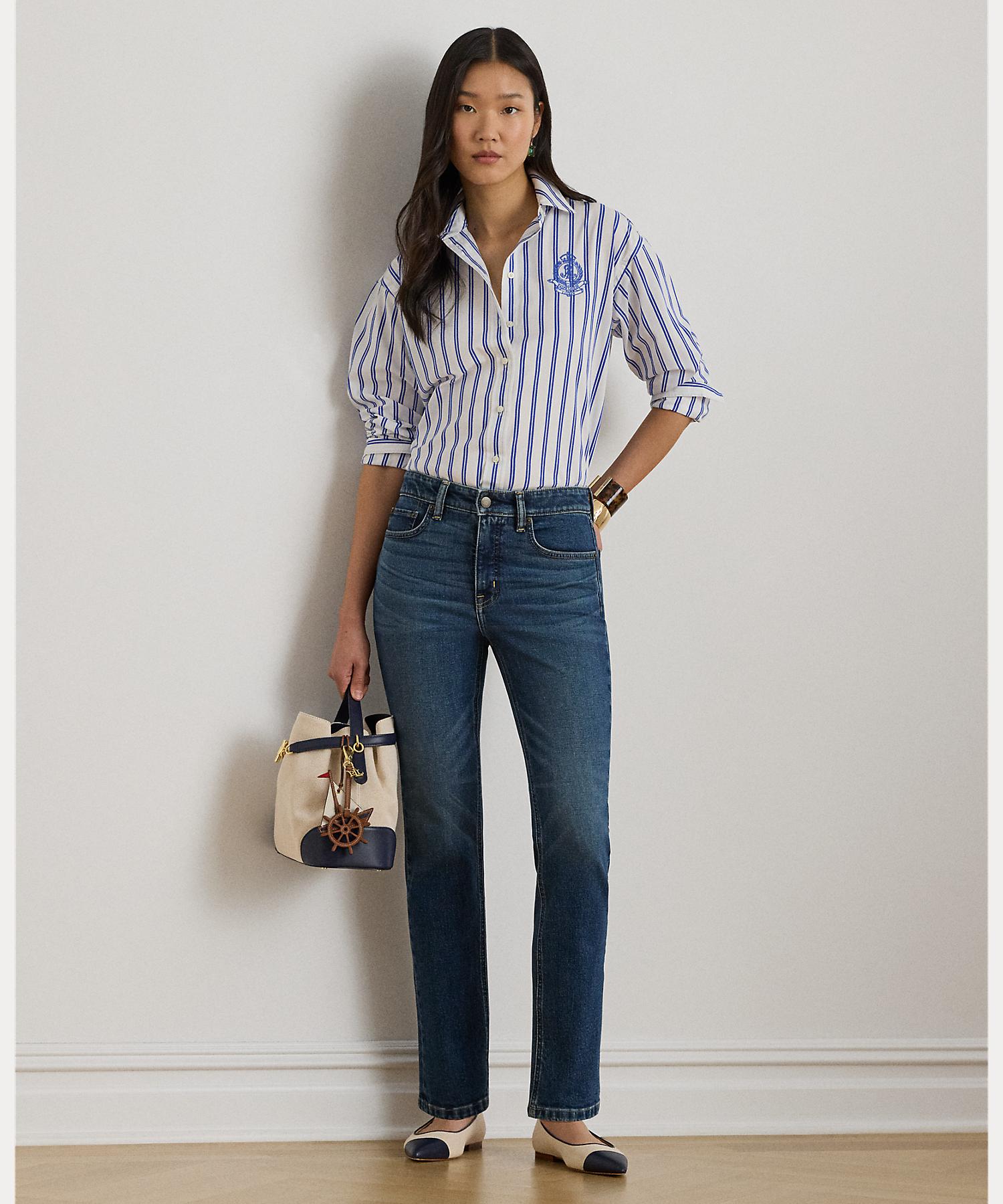 ローレン ラルフ ローレン LAUREN RALPH LAUREN リラックス フィット ストライプド ブロードクロス シャツ （400ブルー） 400ブルー