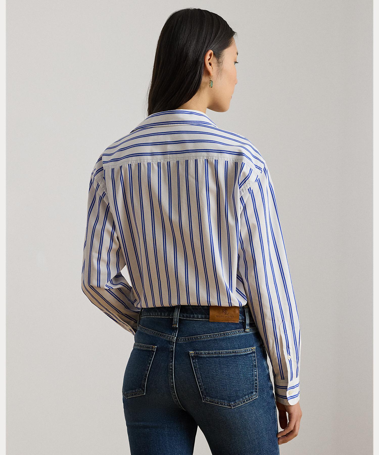 ローレン ラルフ ローレン LAUREN RALPH LAUREN リラックス フィット ストライプド ブロードクロス シャツ （400ブルー） 400ブルー