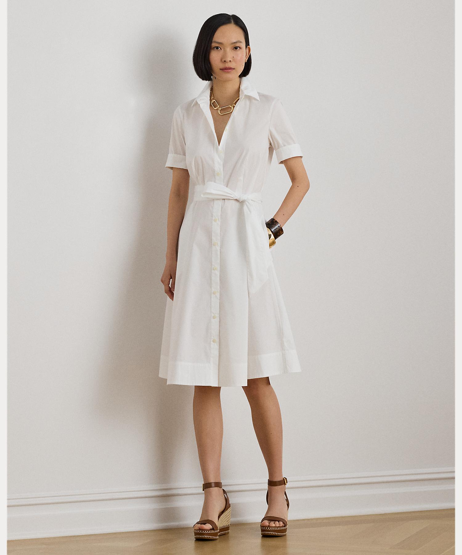 ローレン ラルフ ローレン LAUREN RALPH LAUREN コットンブレンド シャツドレス （100ホワイト） 100ホワイト