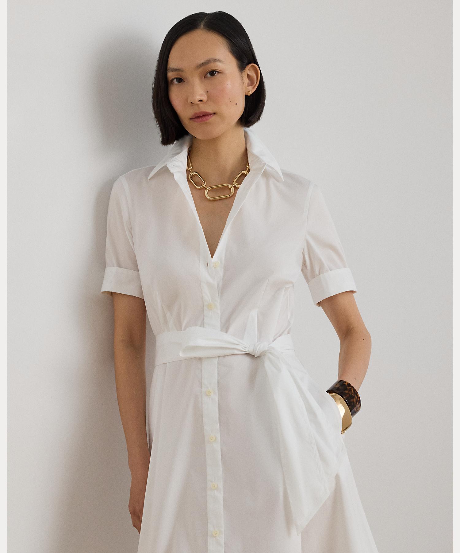 ローレン ラルフ ローレン LAUREN RALPH LAUREN コットンブレンド シャツドレス （100ホワイト） 100ホワイト