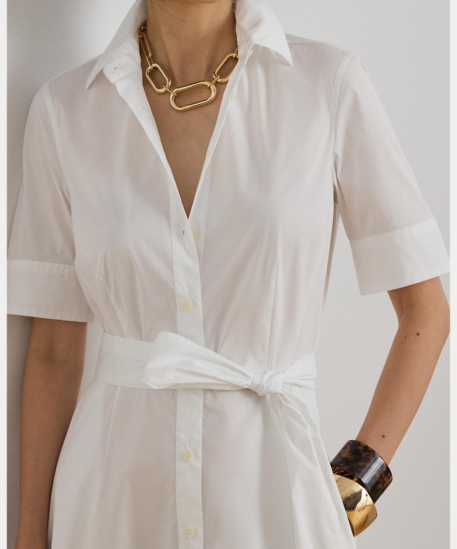 ローレン ラルフ ローレン LAUREN RALPH LAUREN コットンブレンド シャツドレス （100ホワイト） 100ホワイト