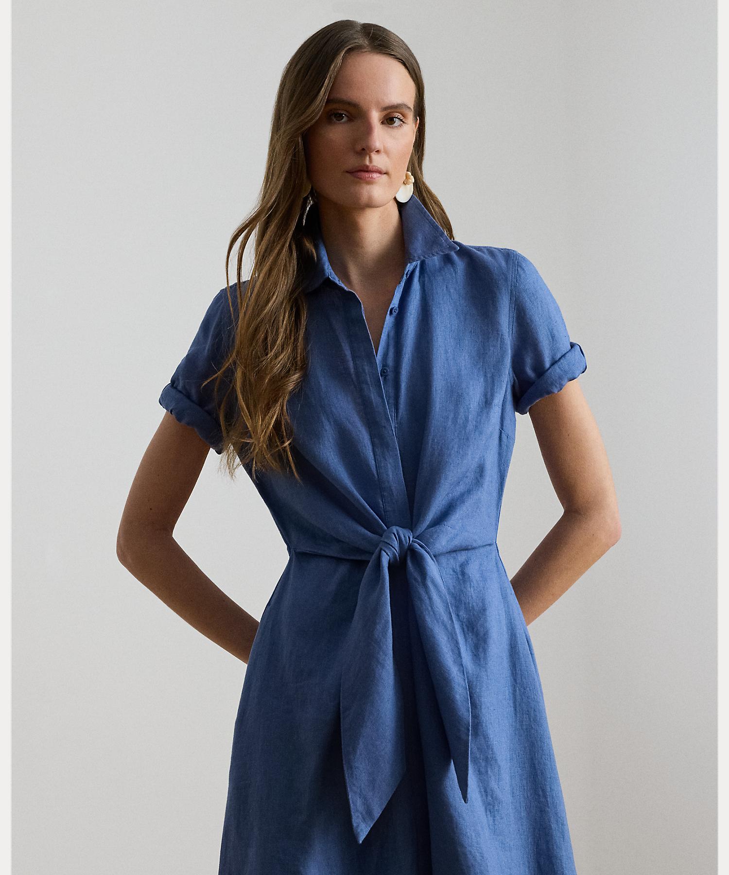 ローレン ラルフ ローレン LAUREN RALPH LAUREN リネン シャツドレス （400ブルー） 400ブルー