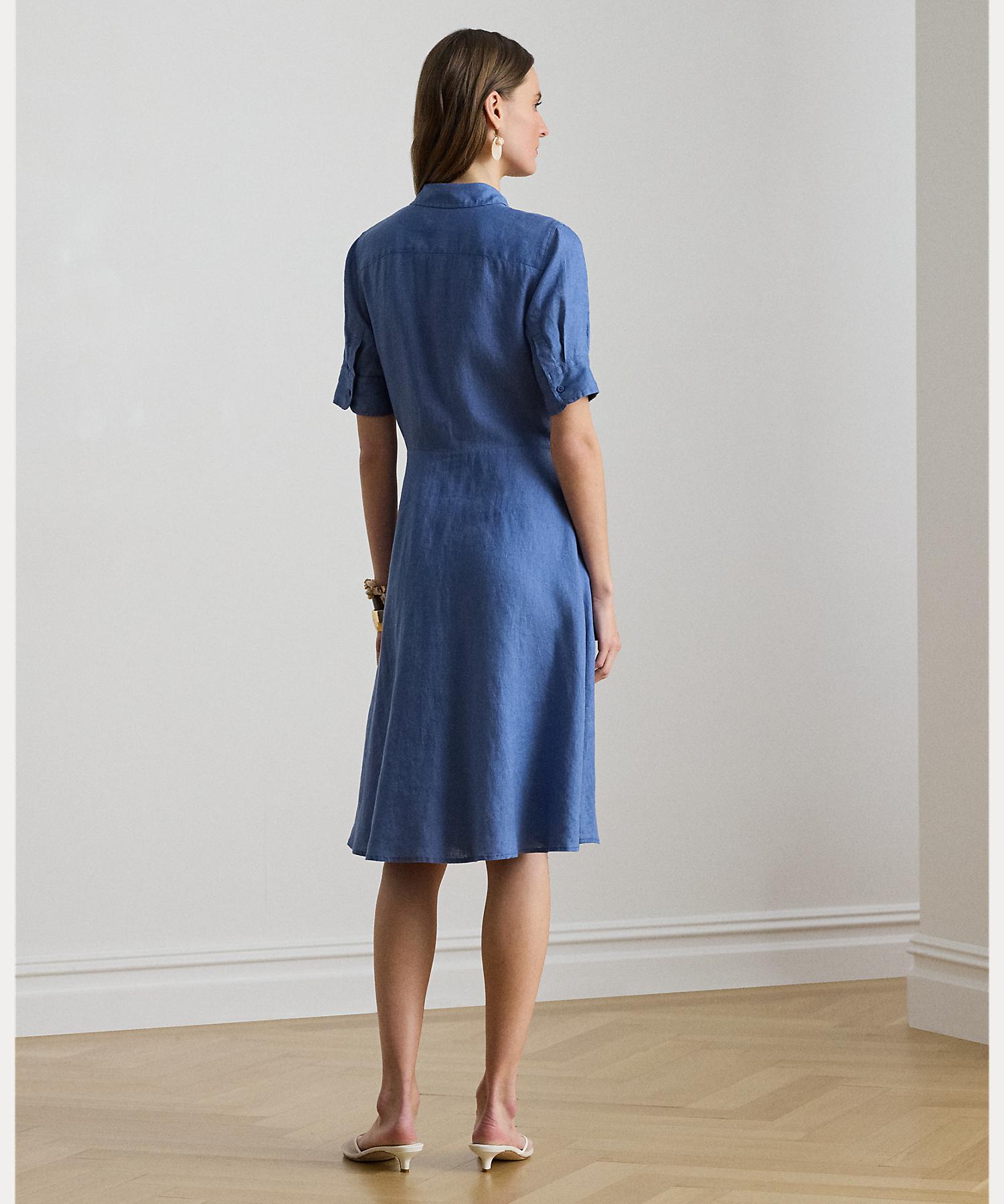 ローレン ラルフ ローレン LAUREN RALPH LAUREN リネン シャツドレス （400ブルー） 400ブルー