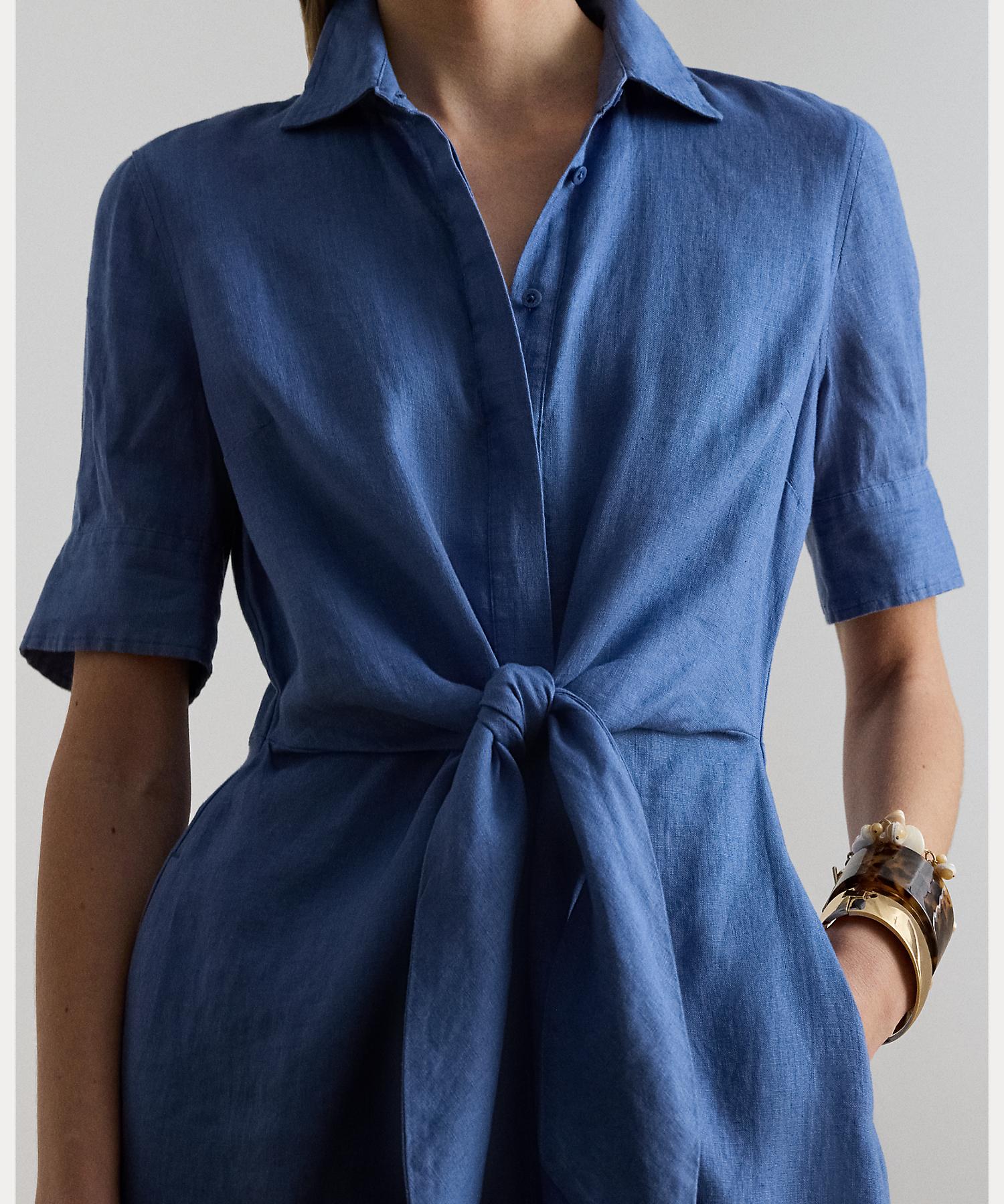 ローレン ラルフ ローレン LAUREN RALPH LAUREN リネン シャツドレス （400ブルー） 400ブルー