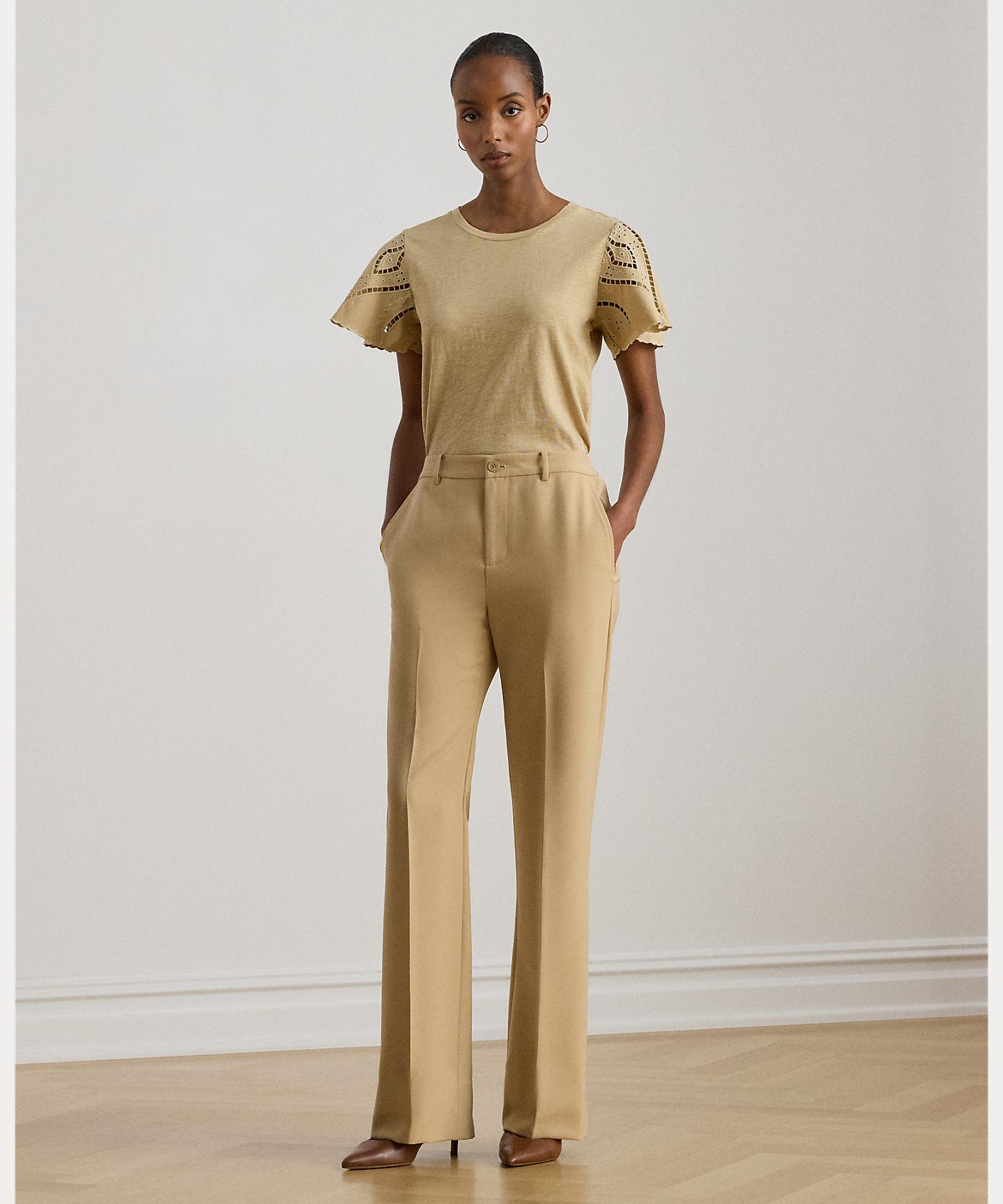 ローレン ラルフ ローレン LAUREN RALPH LAUREN アイレット コットン ジャージー & ブロードクロス トップ （270ブラウン） 270ブラウン