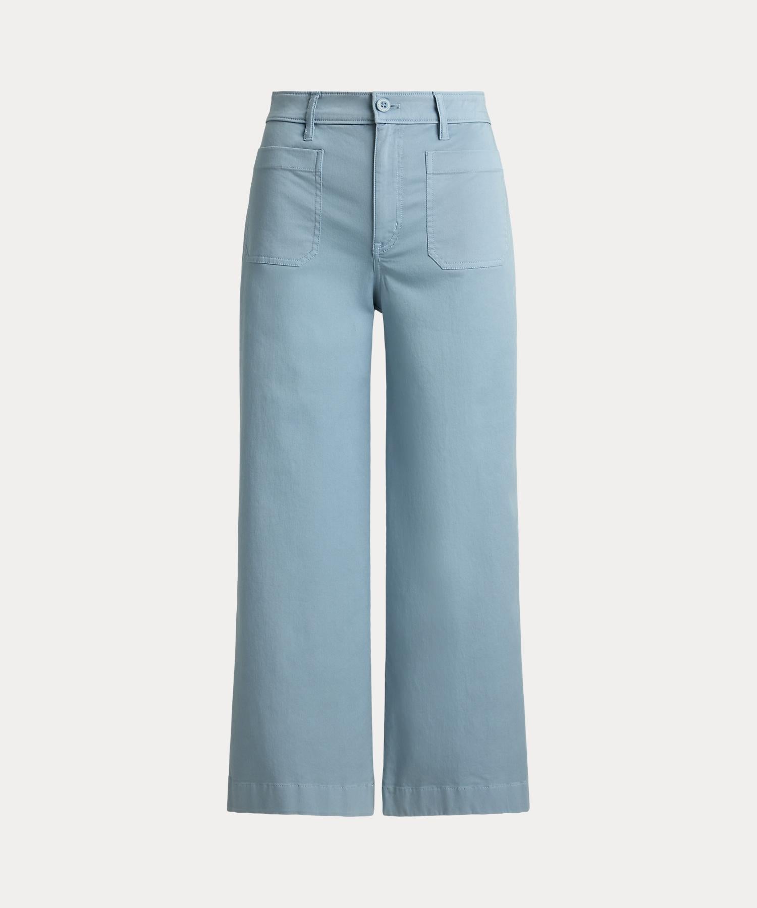 ローレン ラルフ ローレン LAUREN RALPH LAUREN ストレッチ チノ ワイドレッグ クロップド パンツ （400ブルー） 400ブルー