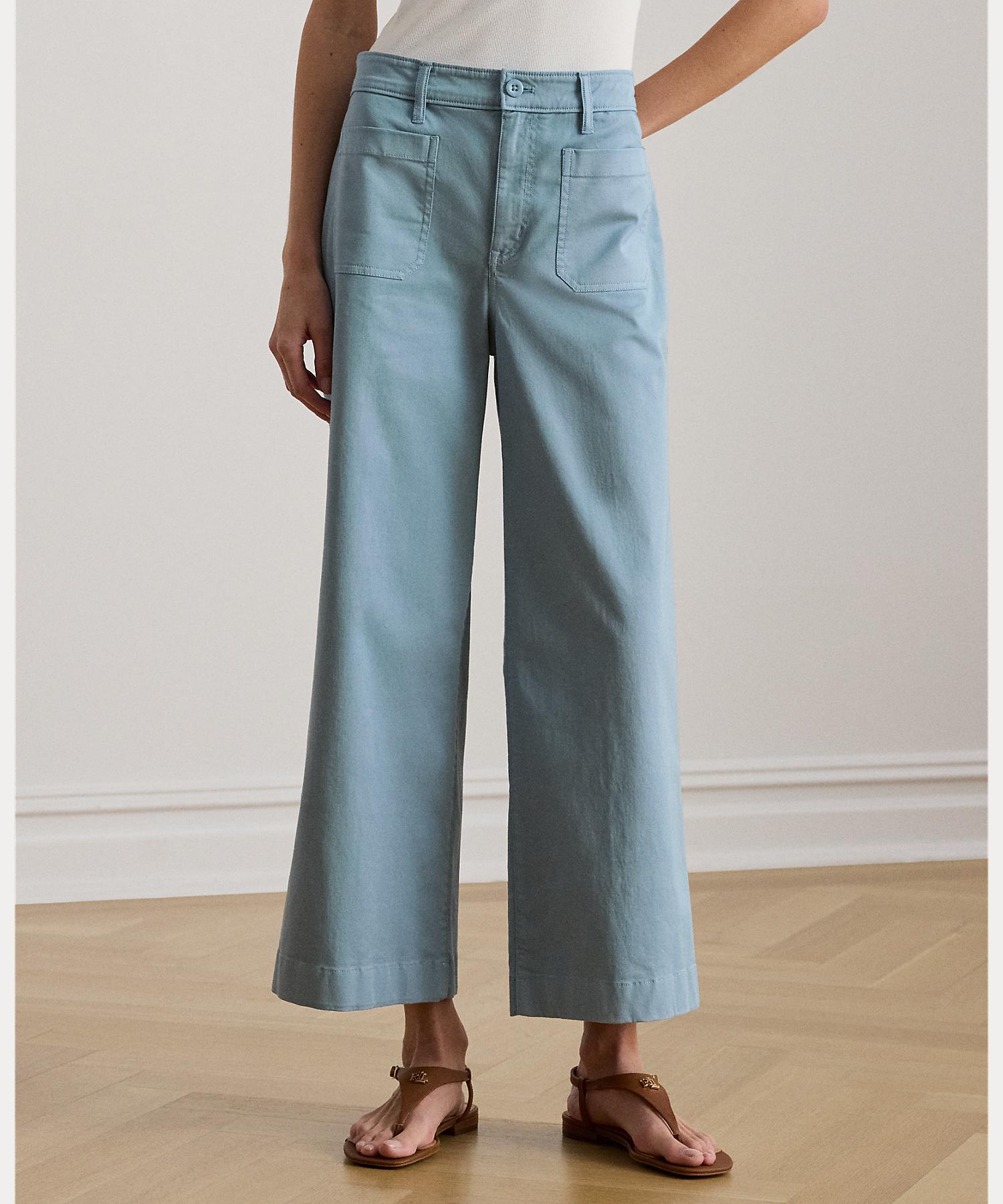 ローレン ラルフ ローレン LAUREN RALPH LAUREN ストレッチ チノ ワイドレッグ クロップド パンツ （400ブルー） 400ブルー