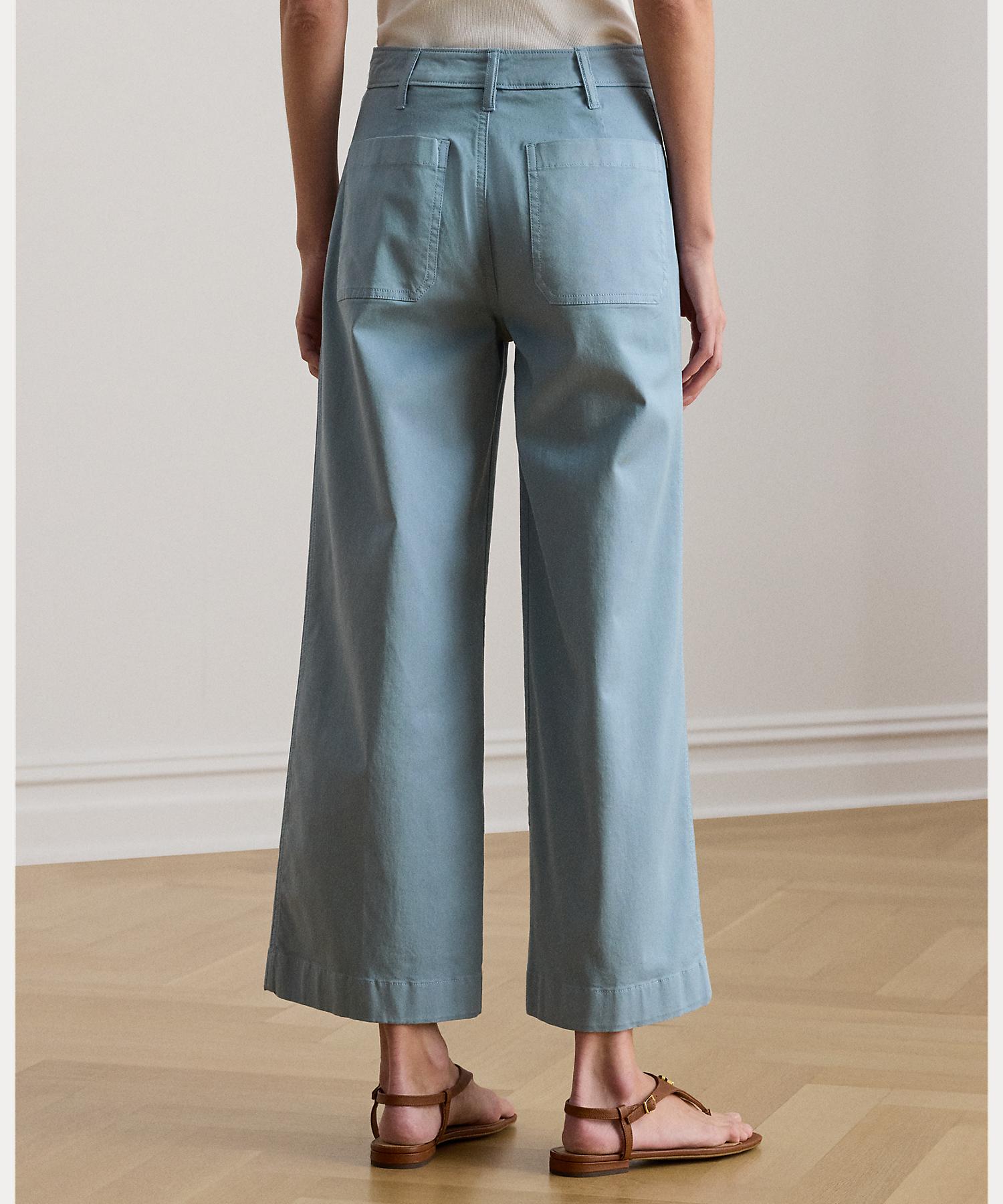 ローレン ラルフ ローレン LAUREN RALPH LAUREN ストレッチ チノ ワイドレッグ クロップド パンツ （400ブルー） 400ブルー