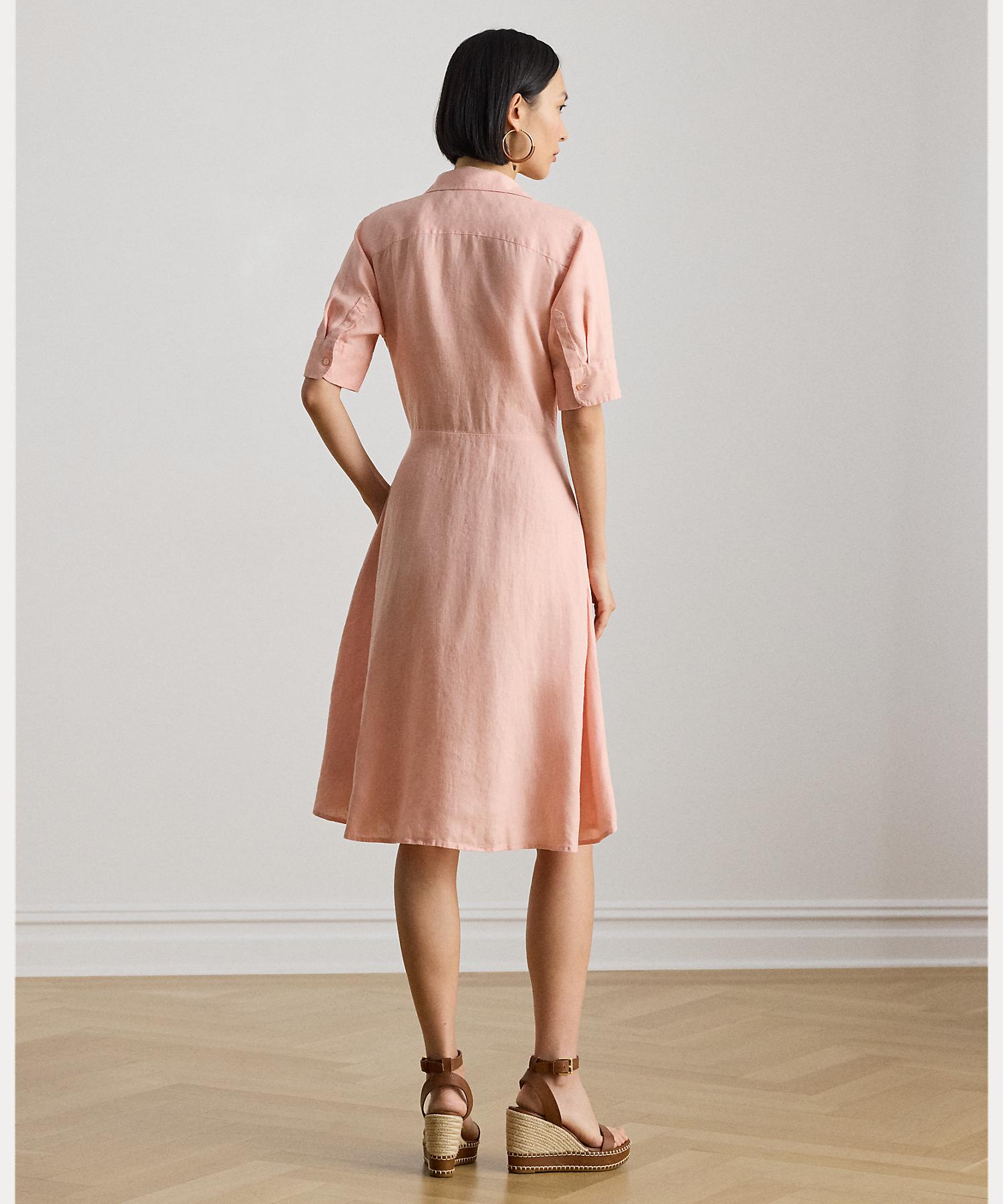 ローレン ラルフ ローレン LAUREN RALPH LAUREN リネン シャツドレス （650ピンク） 650ピンク