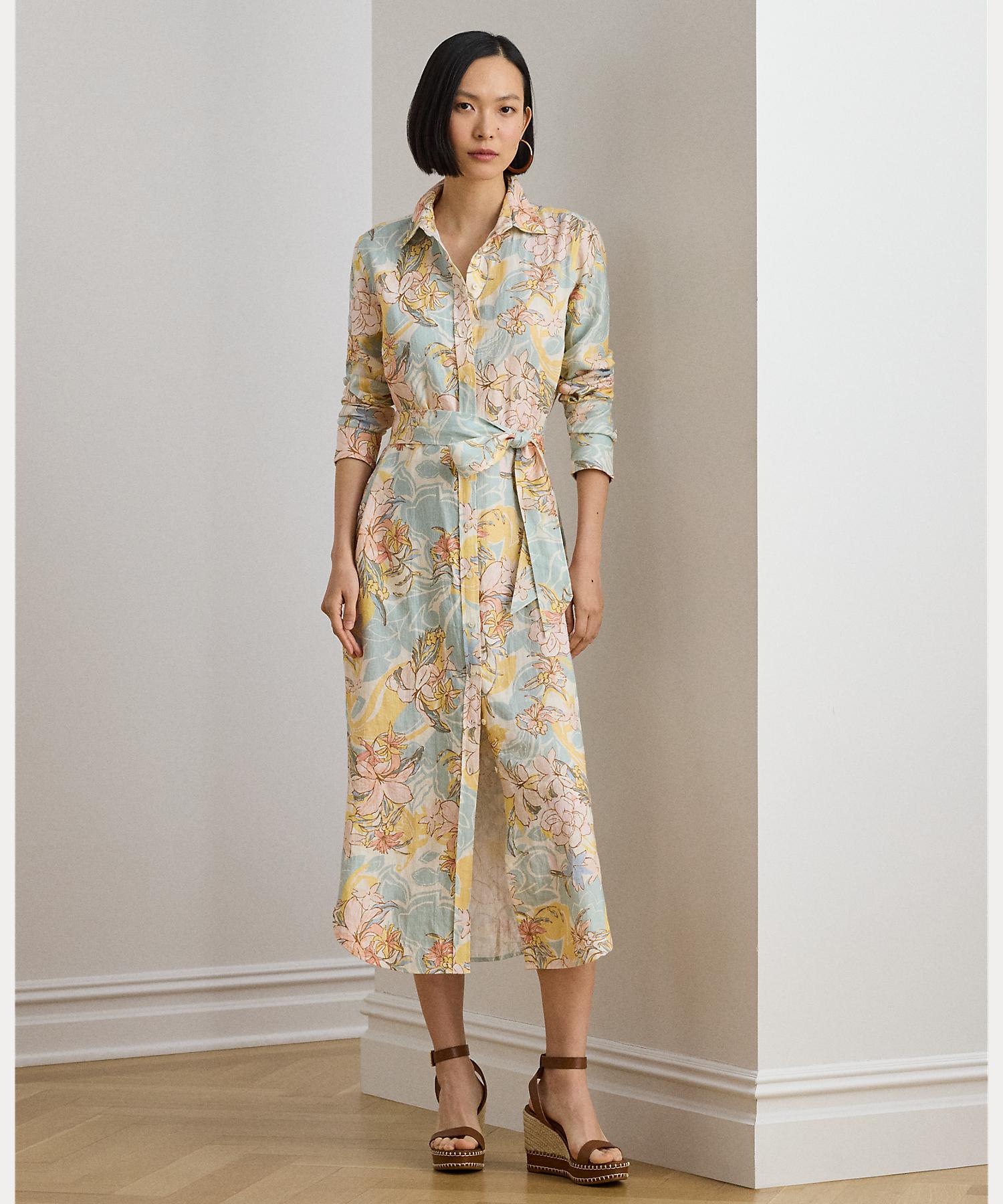 ローレン ラルフ ローレン LAUREN RALPH LAUREN フローラル リネン シャツドレス （101ナチュラル） 101ナチュラル