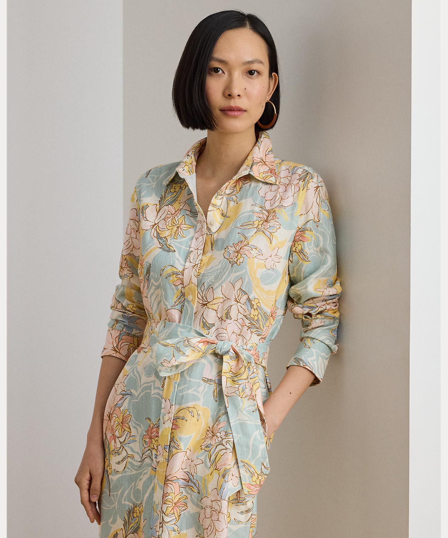 ローレン ラルフ ローレン LAUREN RALPH LAUREN フローラル リネン シャツドレス （101ナチュラル） 101ナチュラル