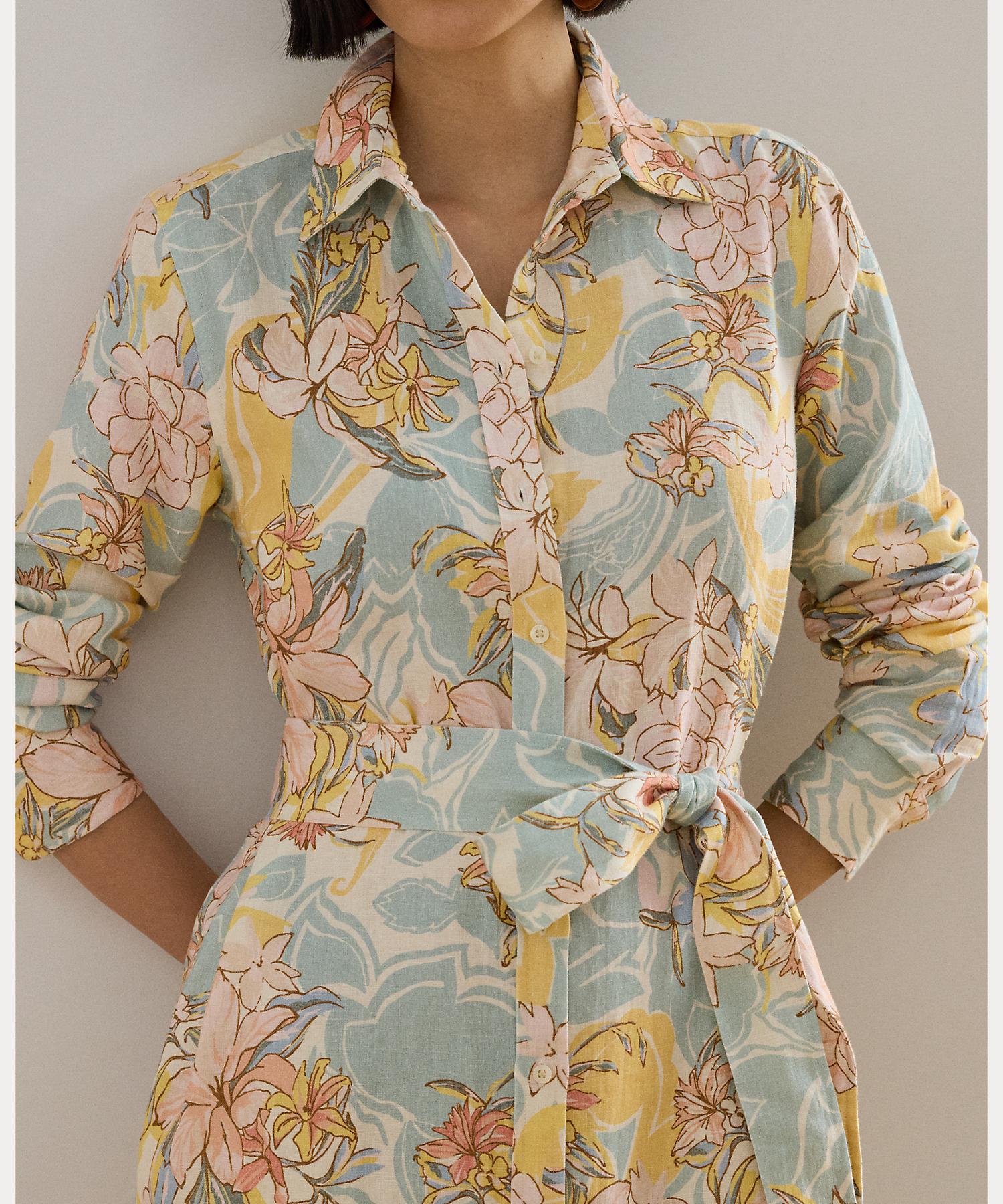 ローレン ラルフ ローレン LAUREN RALPH LAUREN フローラル リネン シャツドレス （101ナチュラル） 101ナチュラル