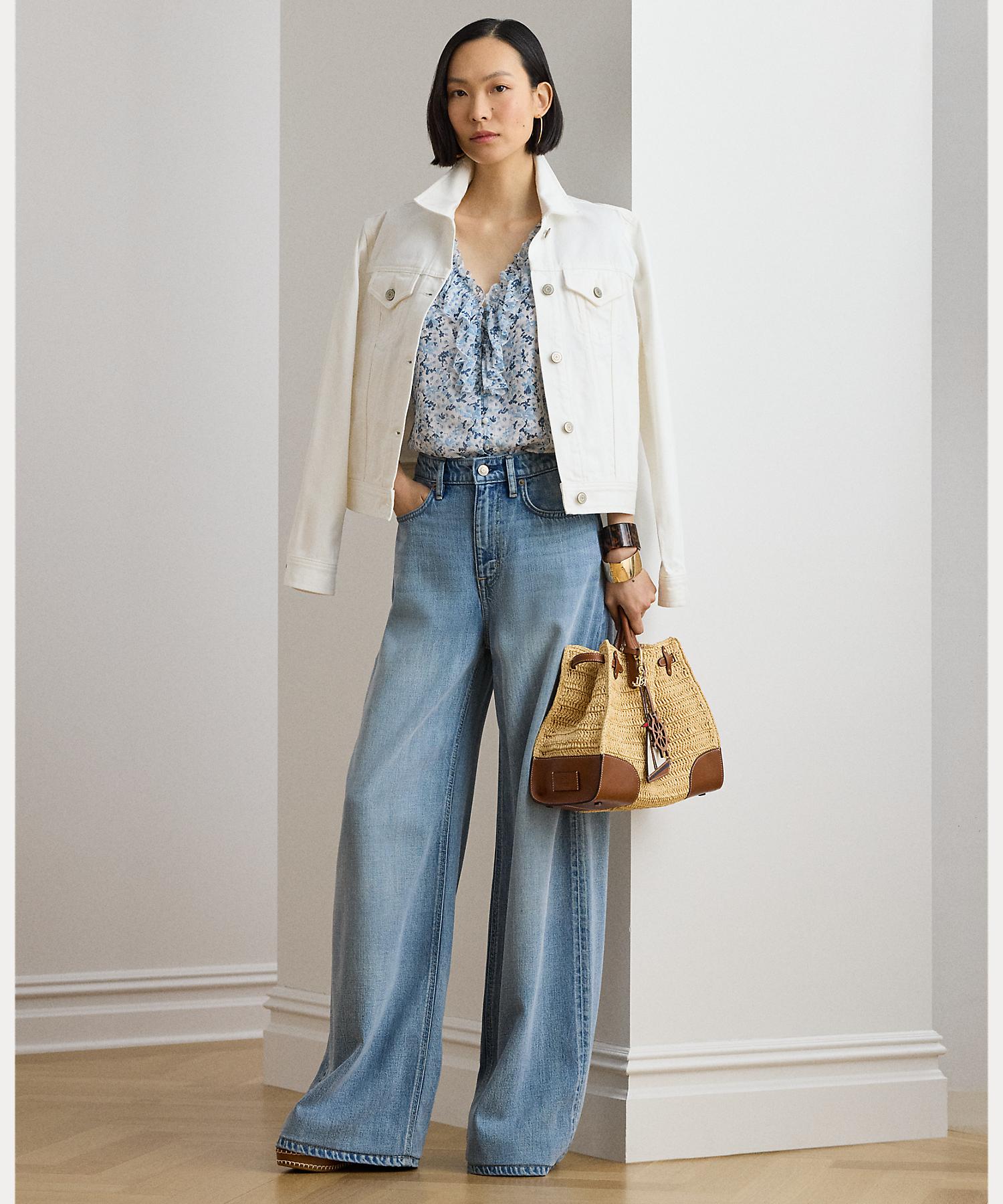ローレン ラルフ ローレン LAUREN RALPH LAUREN フローラル フリルトリム ジョーゼット ブラウス （100ホワイト） 100ホワイト