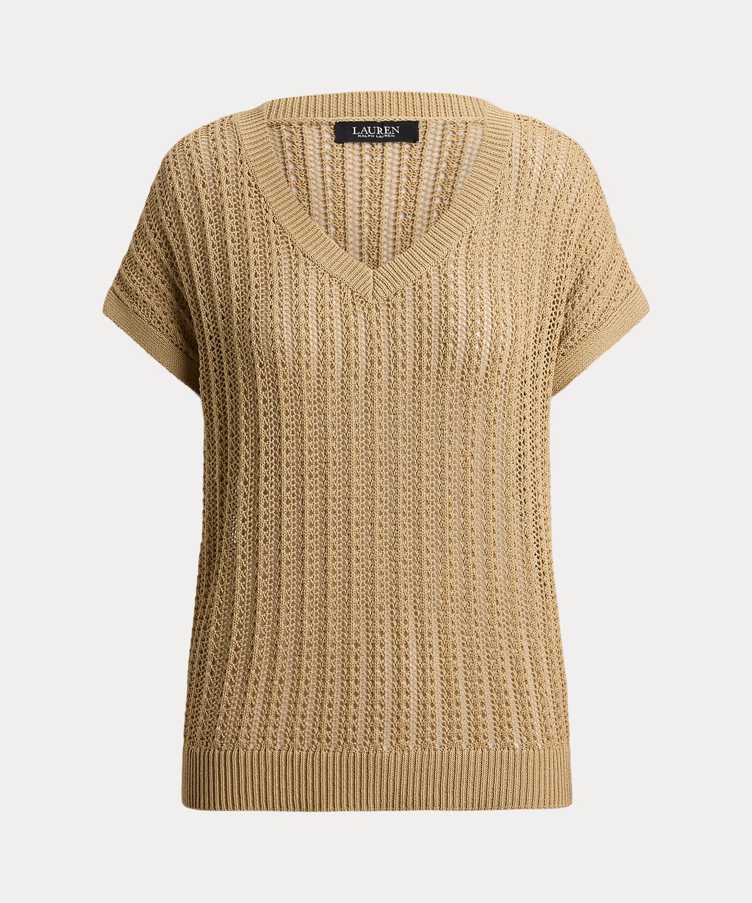 ローレン ラルフ ローレン LAUREN RALPH LAUREN コットンブレンド メッシュ ショートスリーブ セーター （270ブラウン） 270ブラウン