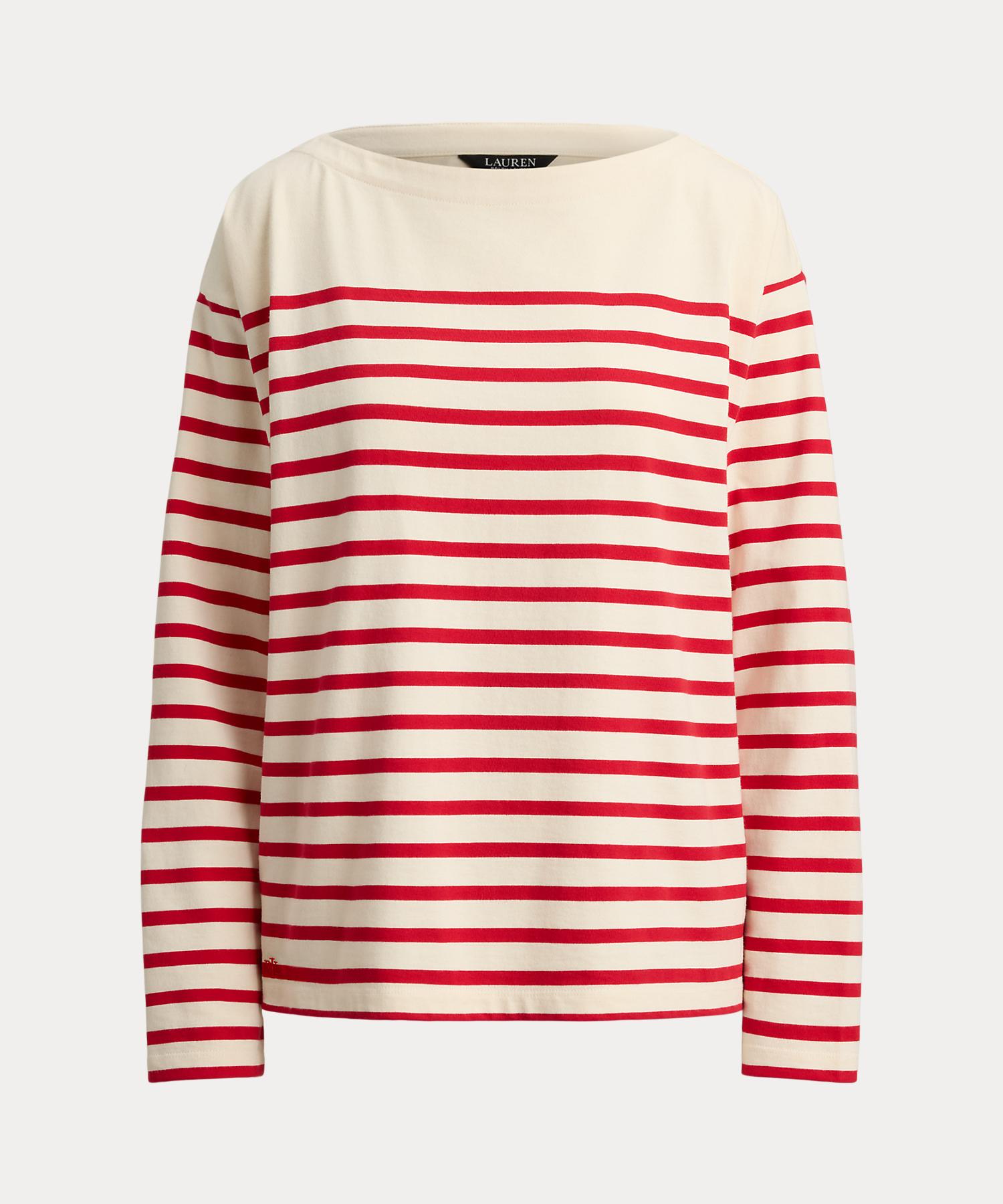 ローレン ラルフ ローレン LAUREN RALPH LAUREN ストライプド ジャージー ボートネック トップ （101ナチュラル） 101ナチュラル