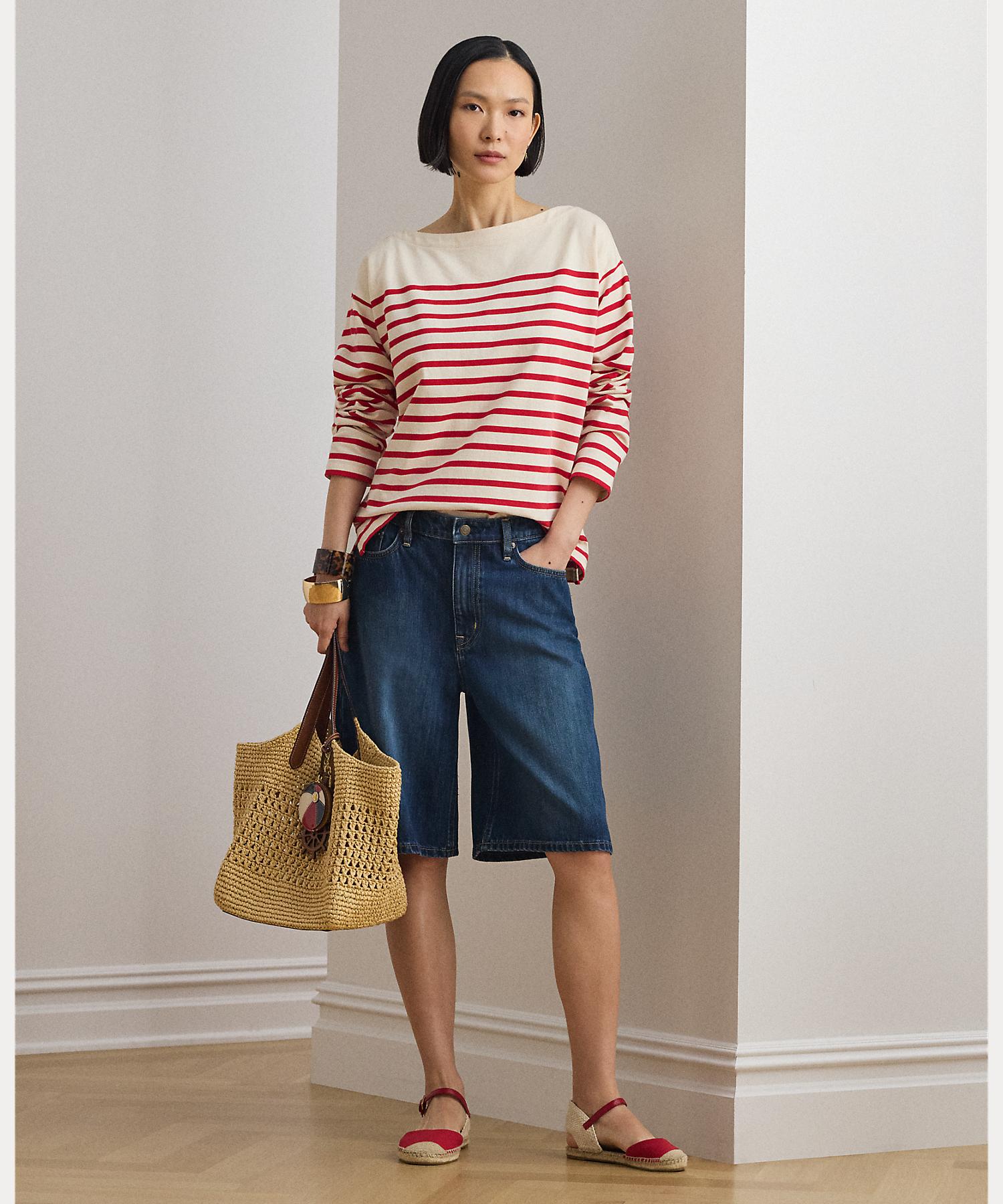 ローレン ラルフ ローレン LAUREN RALPH LAUREN ストライプド ジャージー ボートネック トップ （101ナチュラル） 101ナチュラル