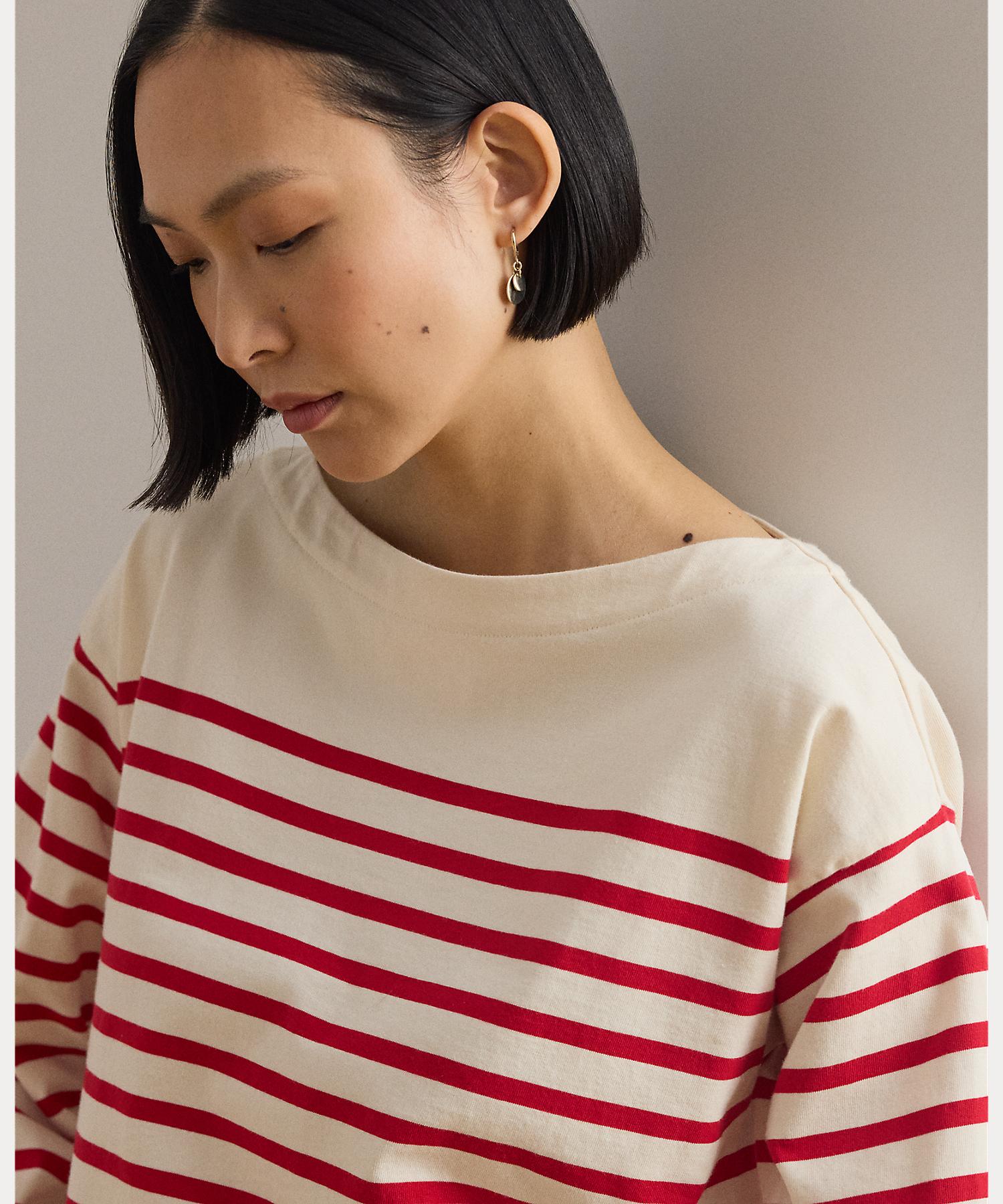 ローレン ラルフ ローレン LAUREN RALPH LAUREN ストライプド ジャージー ボートネック トップ （101ナチュラル） 101ナチュラル