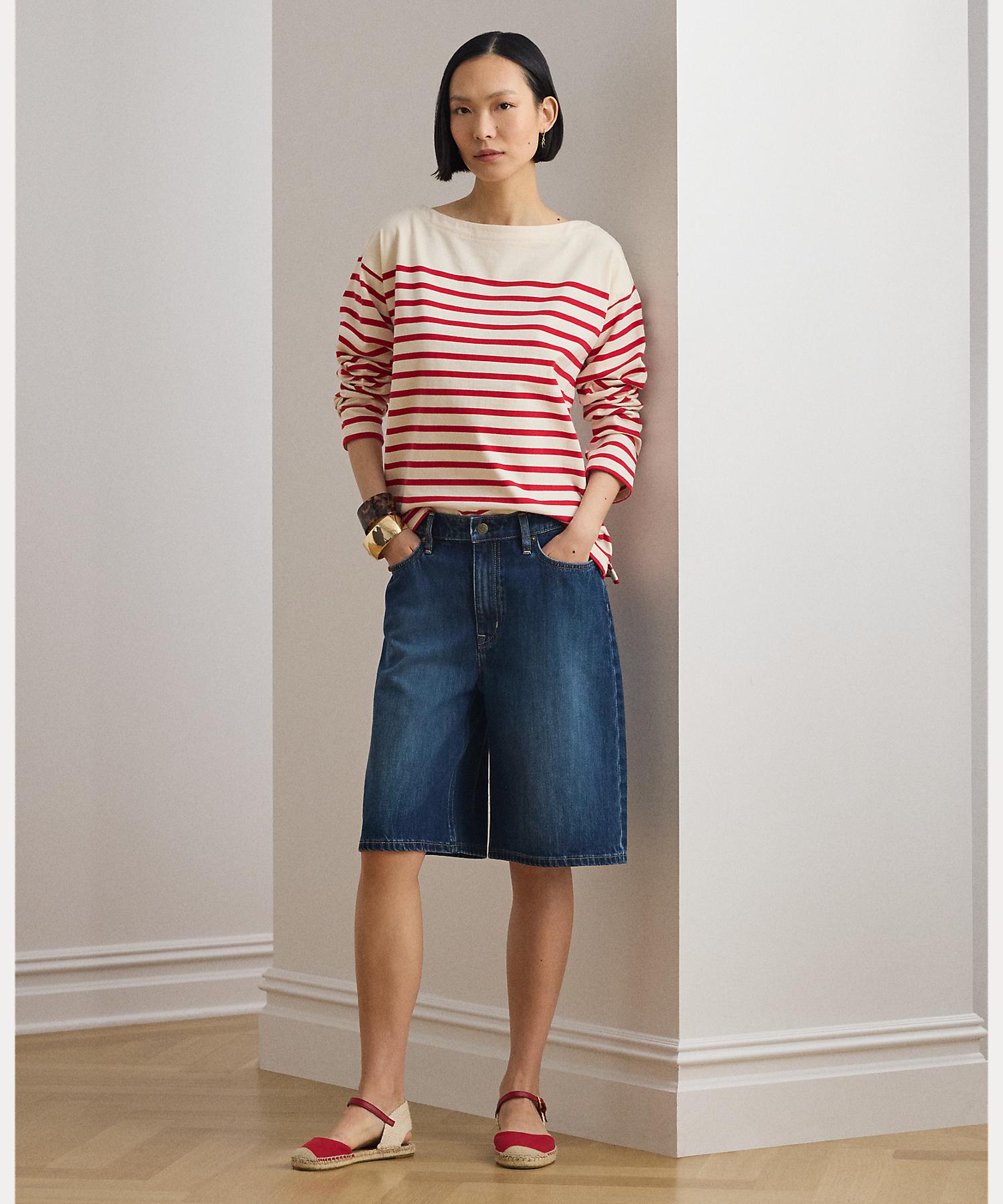 ローレン ラルフ ローレン LAUREN RALPH LAUREN ストライプド ジャージー ボートネック トップ （101ナチュラル） 101ナチュラル
