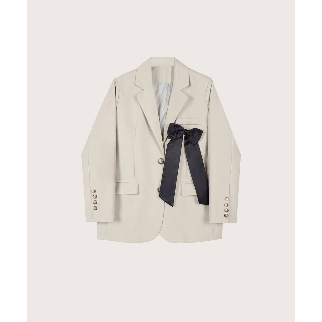 ラポミ プチ LA POMME petit Relaxed Big Ribbon Jacket   リラックスビッグリボンジャケット,Beige
