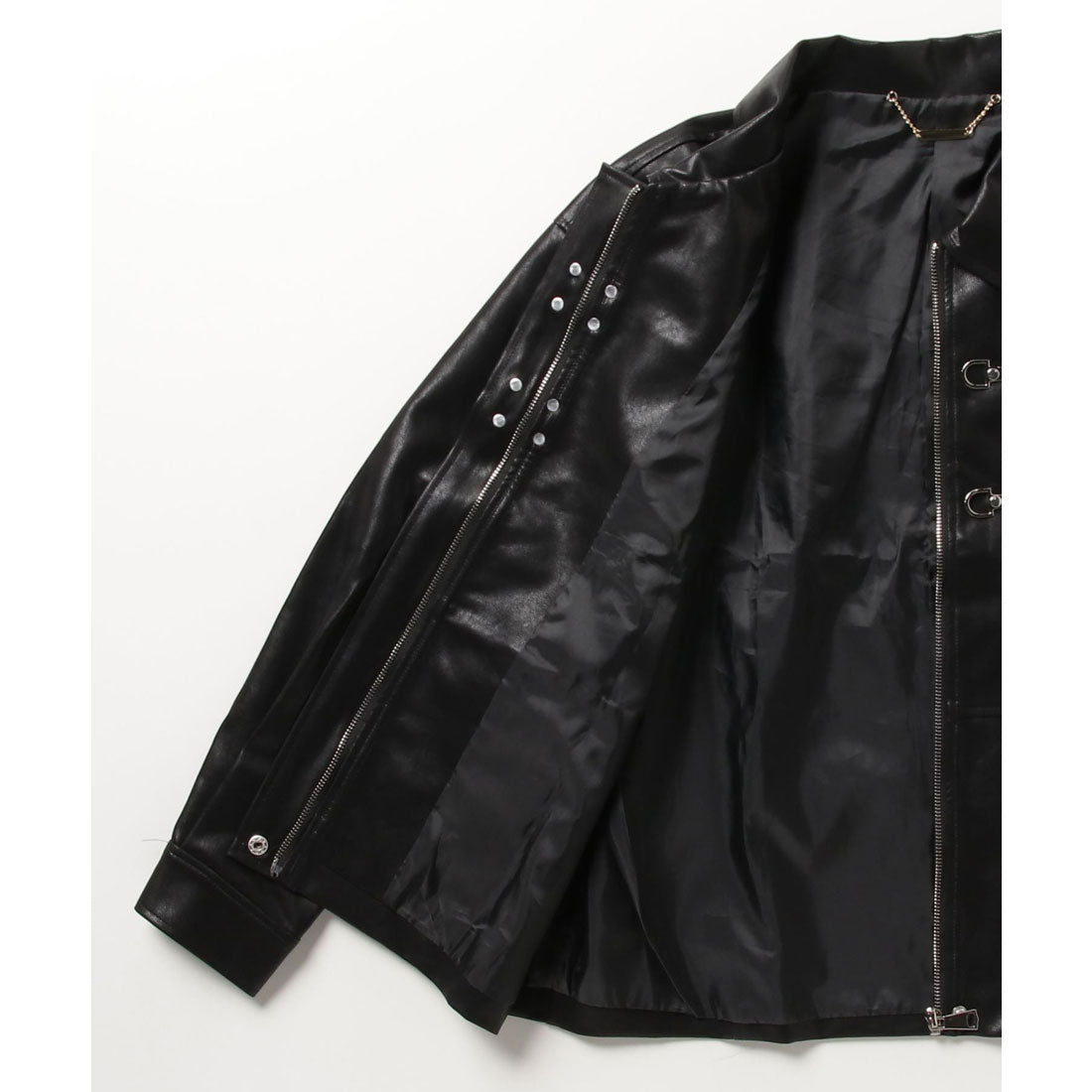 ラポミ プチ LA POMME petit Pocket Cool Leather Jacket エコレザークールバックルジャケット