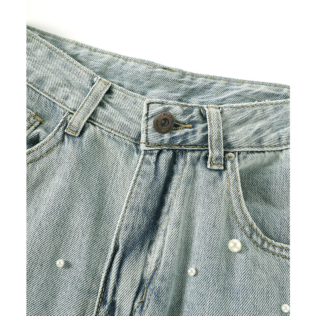 LA POMME petit Pearl Deco Wide Denim Pants