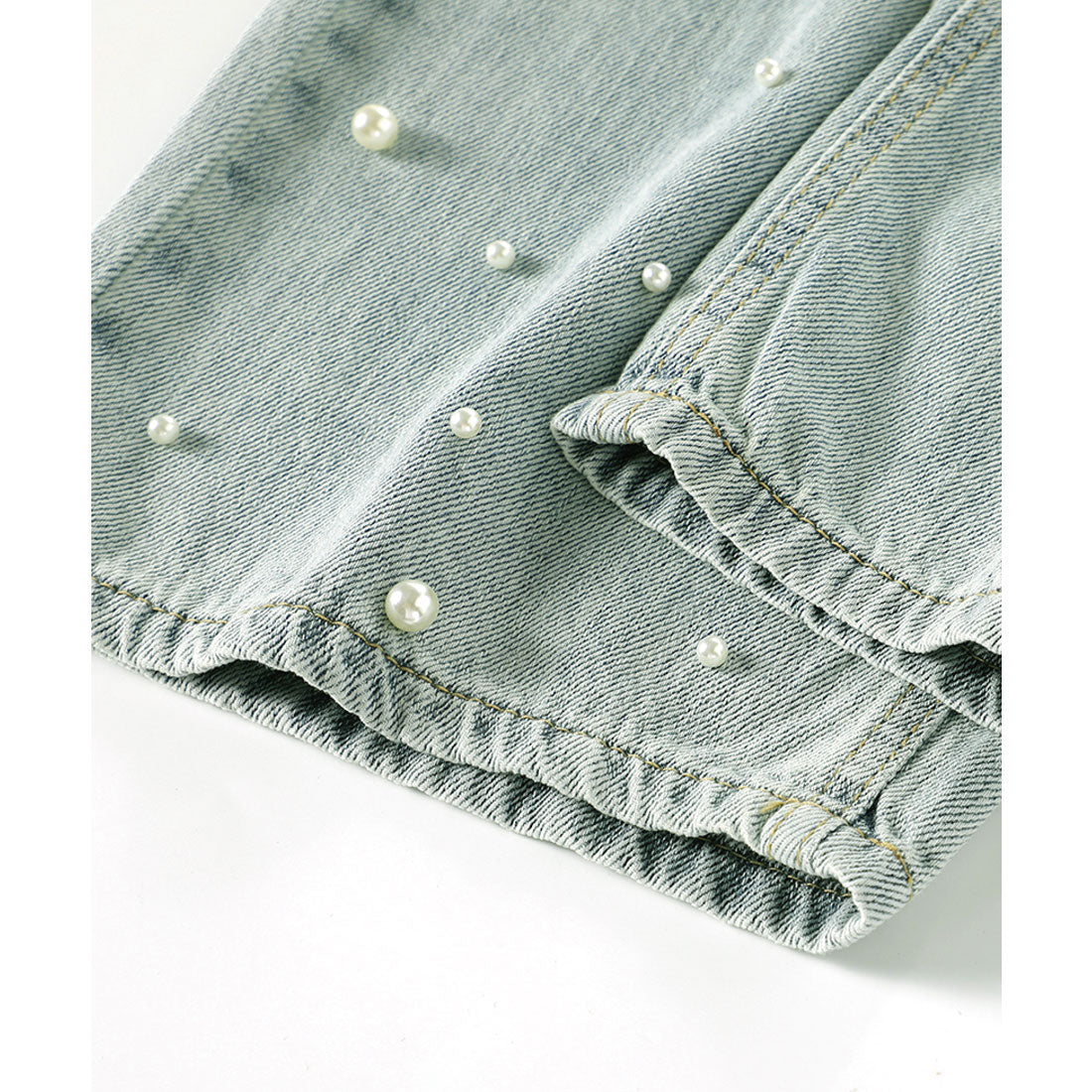 LA POMME petit Pearl Deco Wide Denim Pants