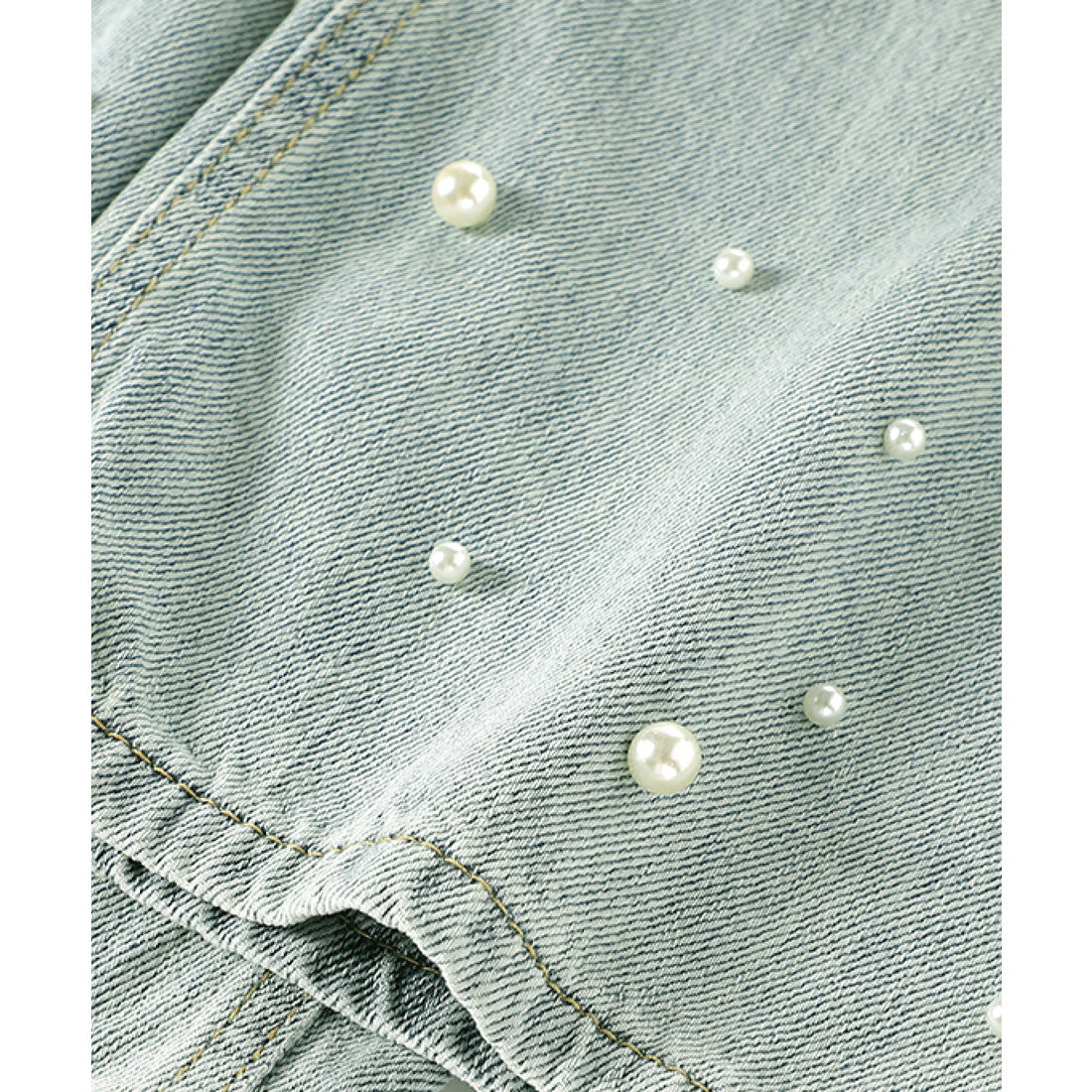 LA POMME petit Pearl Deco Wide Denim Pants