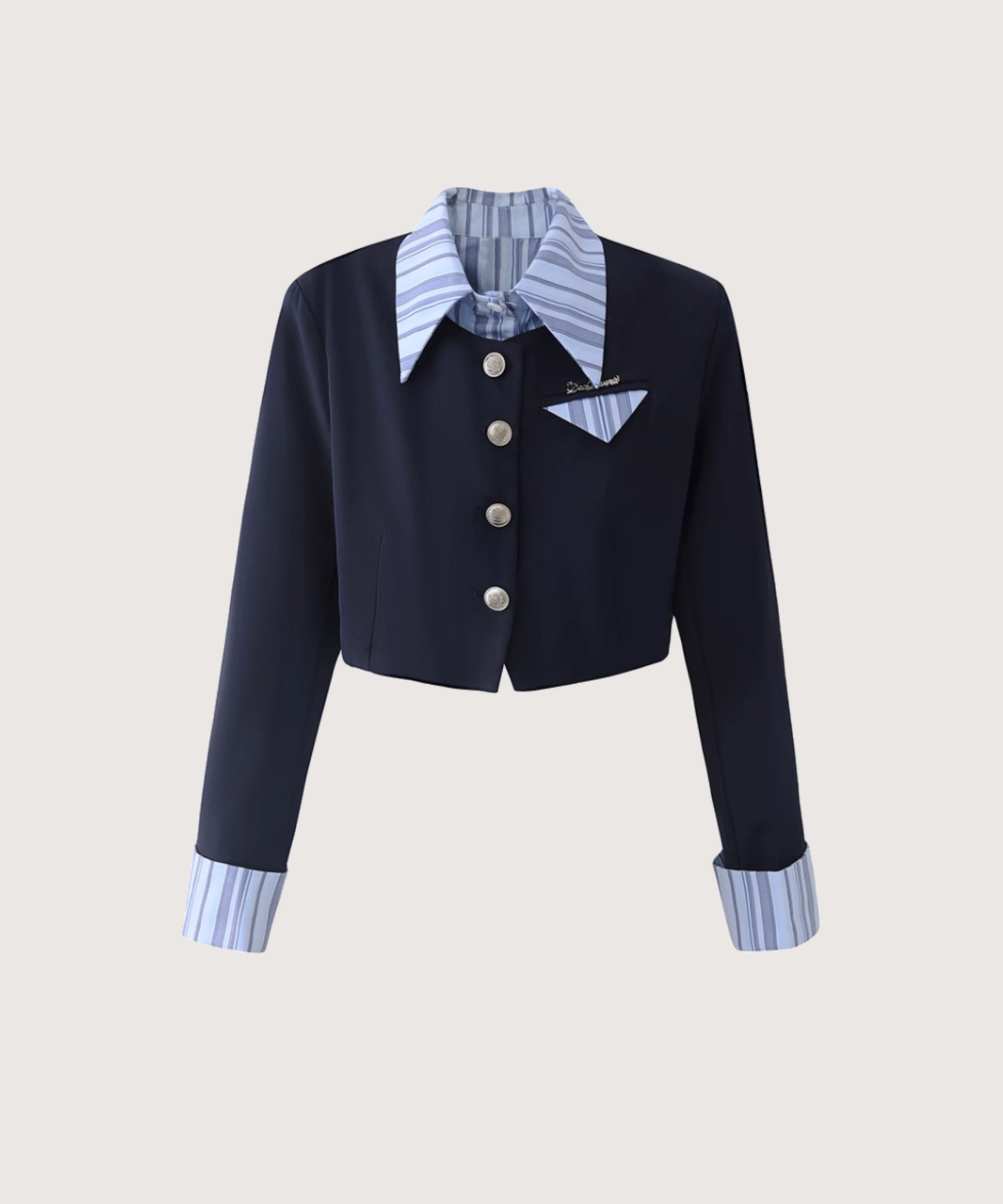 ラポミ プチ LA POMME petit Preppy Stripe Stitching Jacket Set-Up