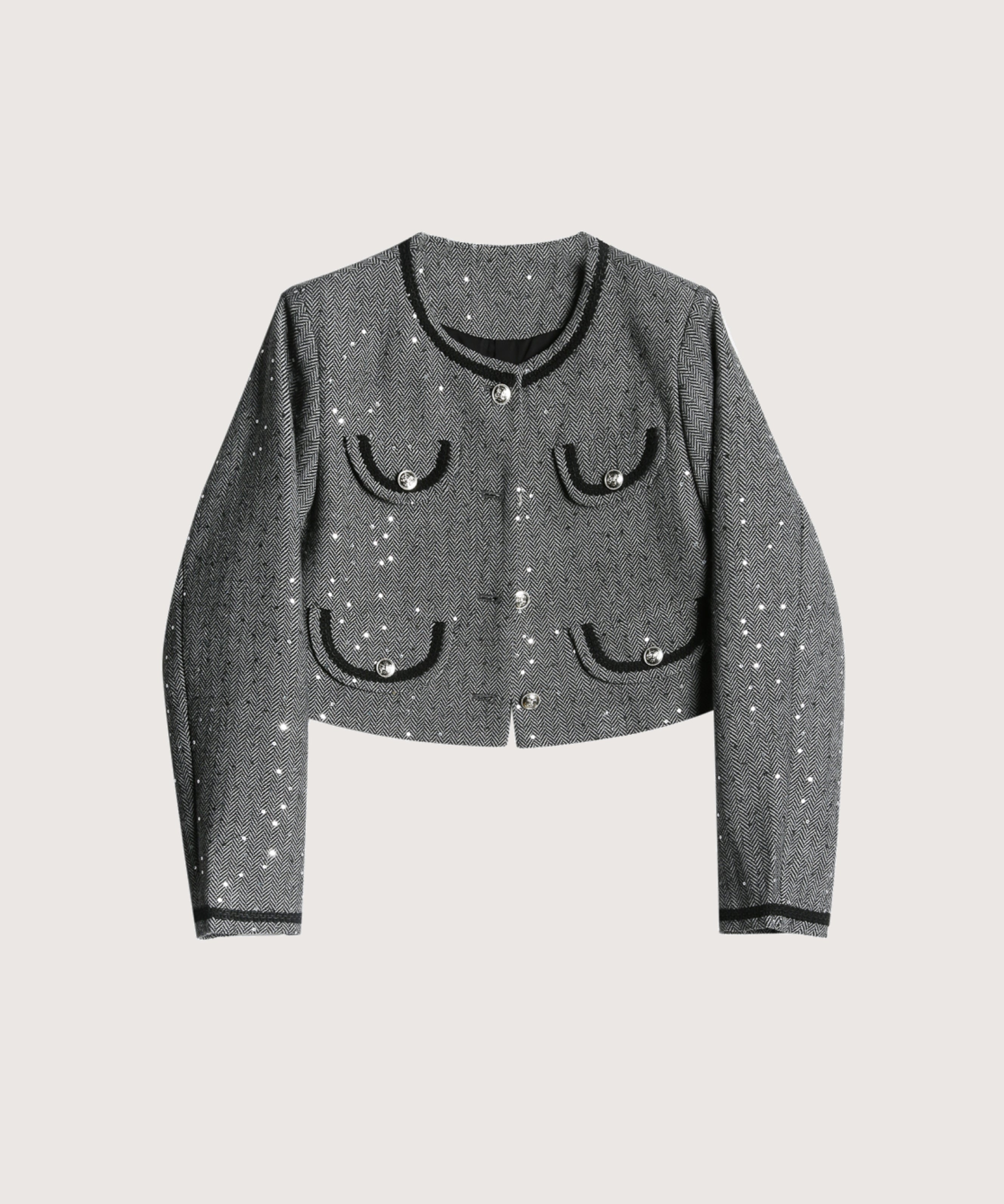 ラポミ プチ LA POMME petit Elegant Sequins Gray Jacket Set-Up