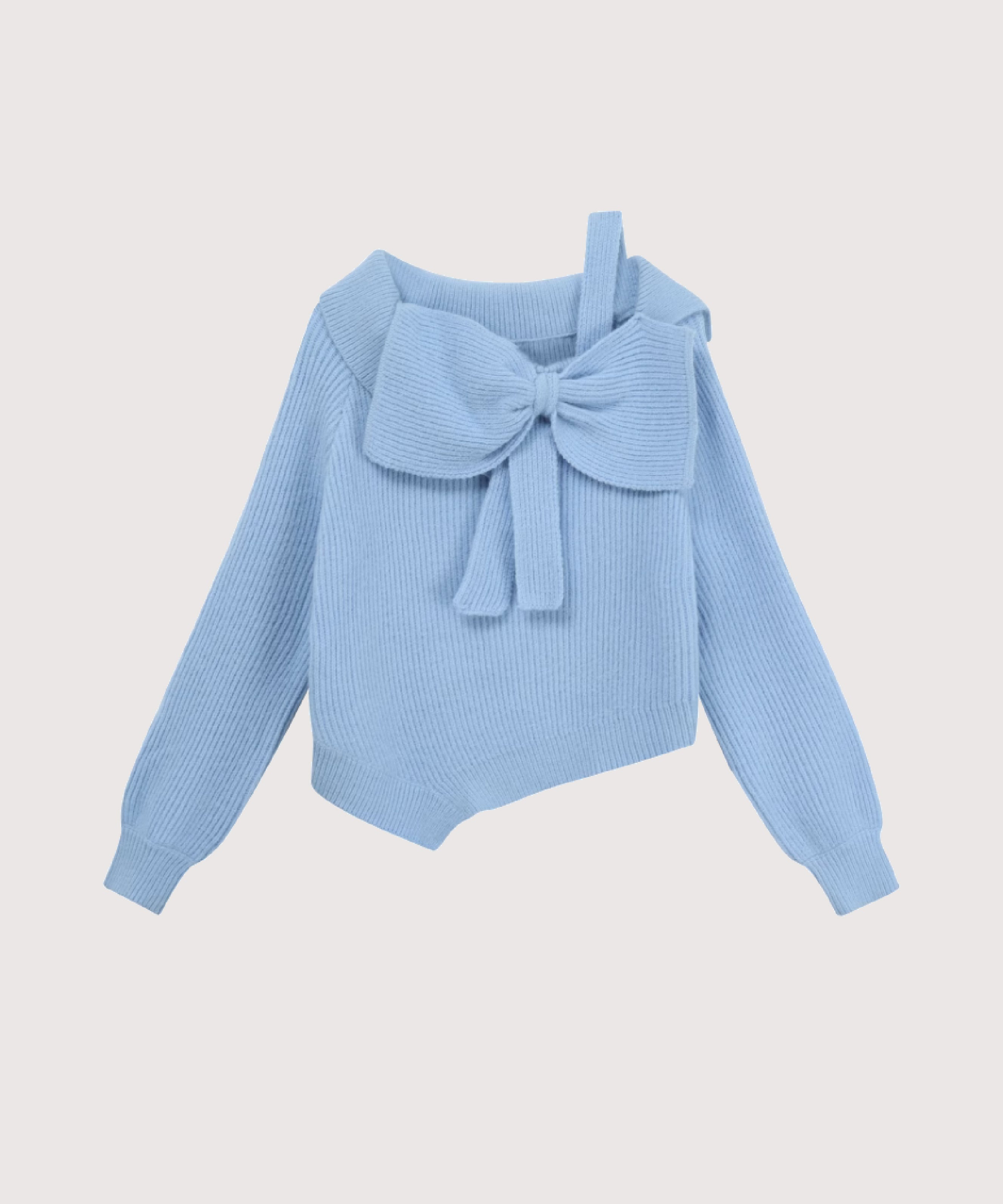 ラポミ プチ LA POMME petit Asymmetry Big Ribbon Knit Tops