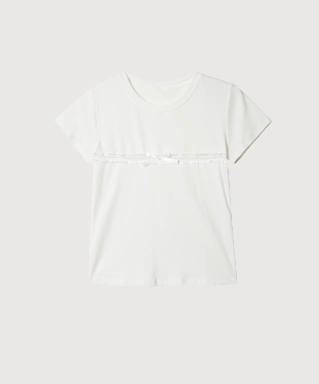 ラポミ プチ LA POMME petit Single Lace Band T （White） White