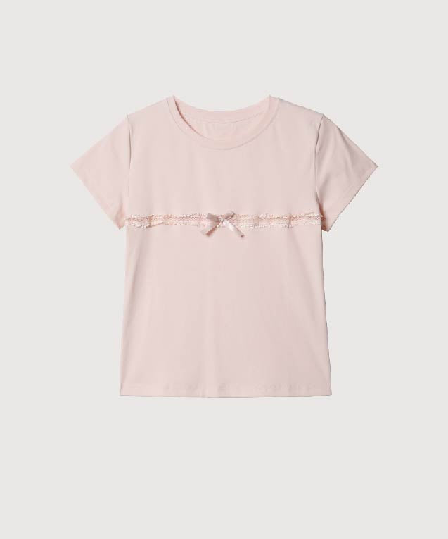 ラポミ プチ LA POMME petit Single Lace Band T （Pink） Pink