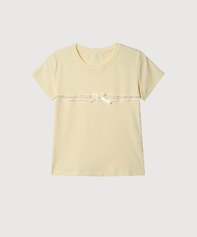 ラポミ プチ LA POMME petit Single Lace Band T （Yellow） Yellow
