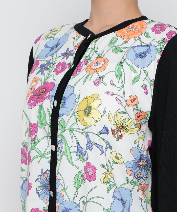 ゲスト ジョコンダ GUEST JOCONDE 【大きいサイズ】花柄パネルプリントニットカーディガン