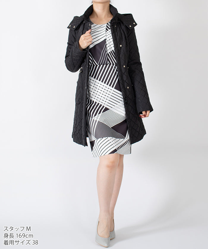 JOCONDE ROYAL Deformed Stripe Pattern Printed Dress