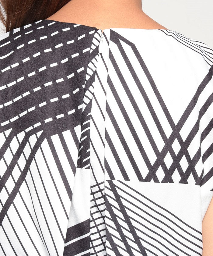 JOCONDE ROYAL Deformed Stripe Pattern Printed Dress